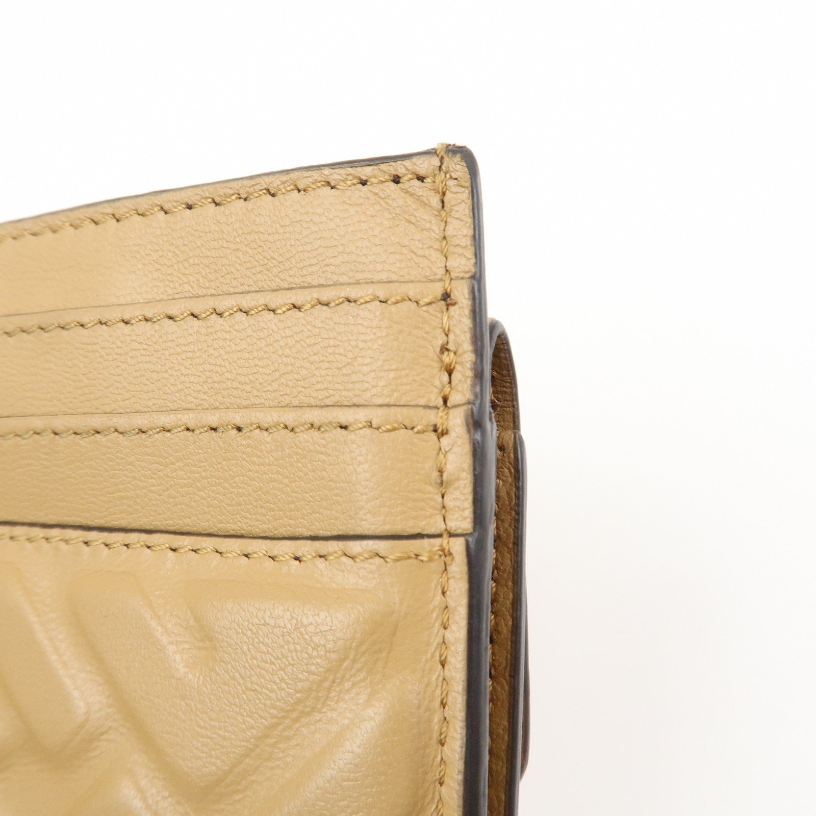 FENDI Zucca Baguette Leather Card Case Light Brown