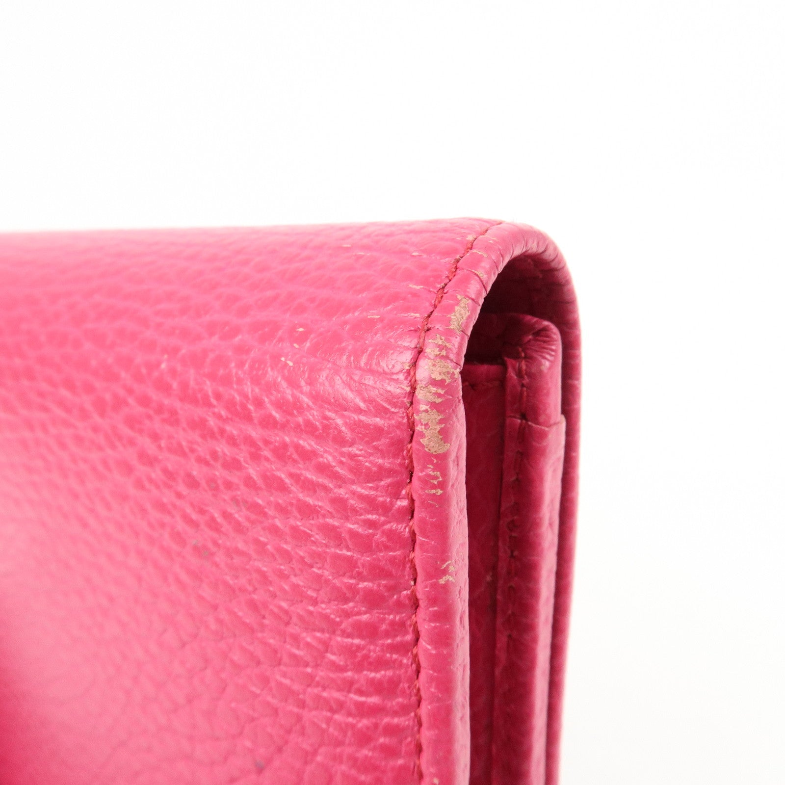 GUCCI Swing Logo Leather Flap Long Wallet Pink 354496