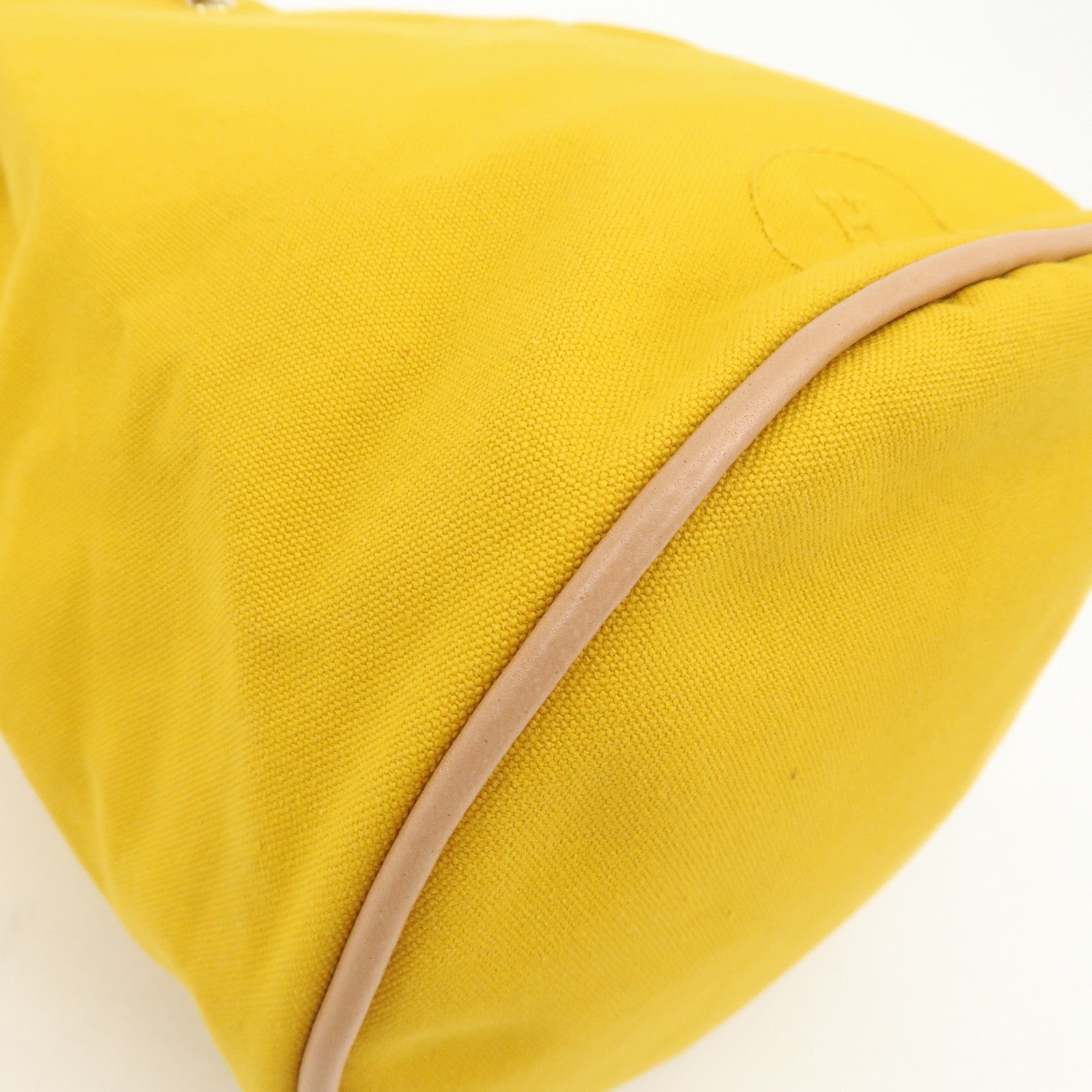 HERMES Porochon Mimil Canvas Leather PM Shoulder Bag Yellow