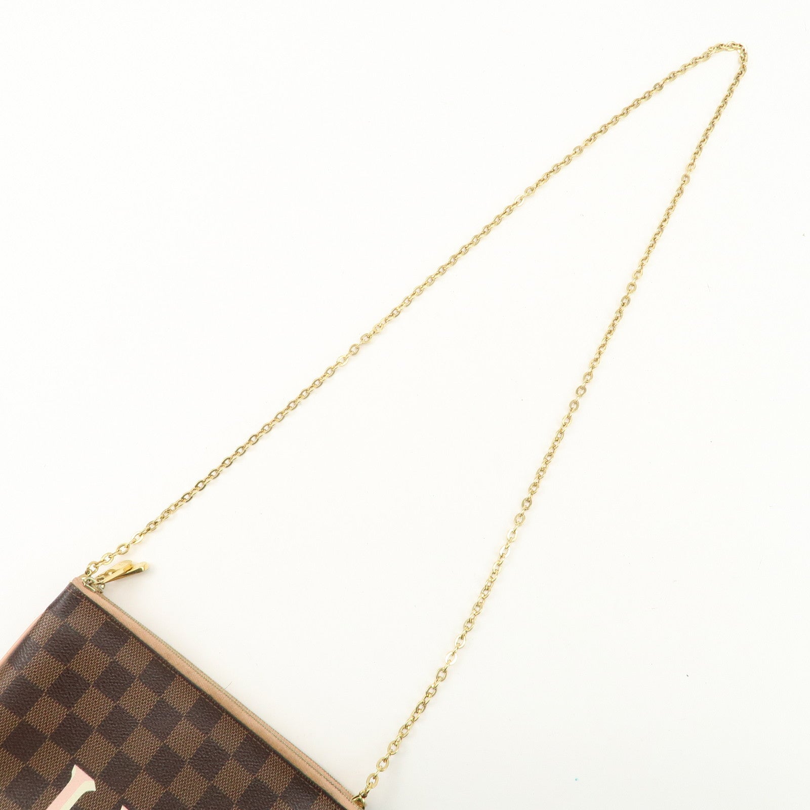 Louis Vuitton Damier Pochette Double Zip Shoulder Bag Brown N60254 Used