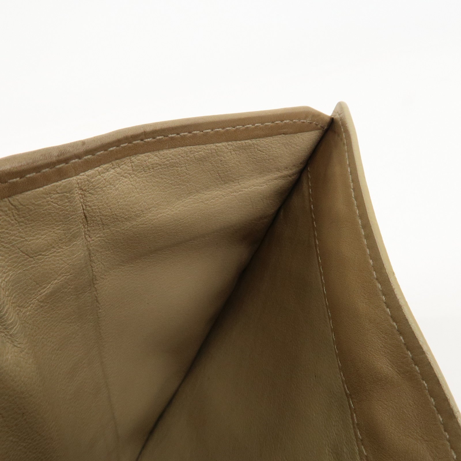 BOTTEGA VENETA Intrecciato Leather Chain Wallet Mini Wallet Beige Used