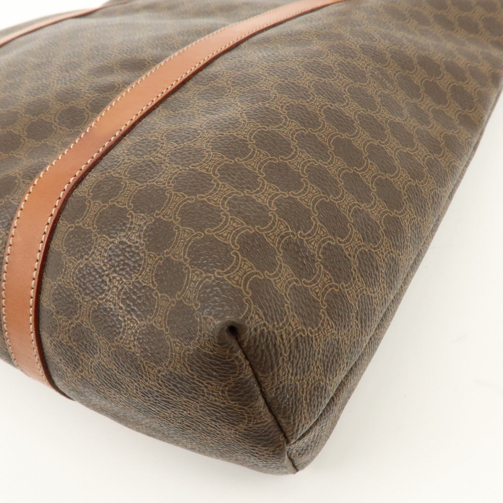 CELINE Macadam PVC Leather Tote Bag Hand Bag Shoulder Bag Brown