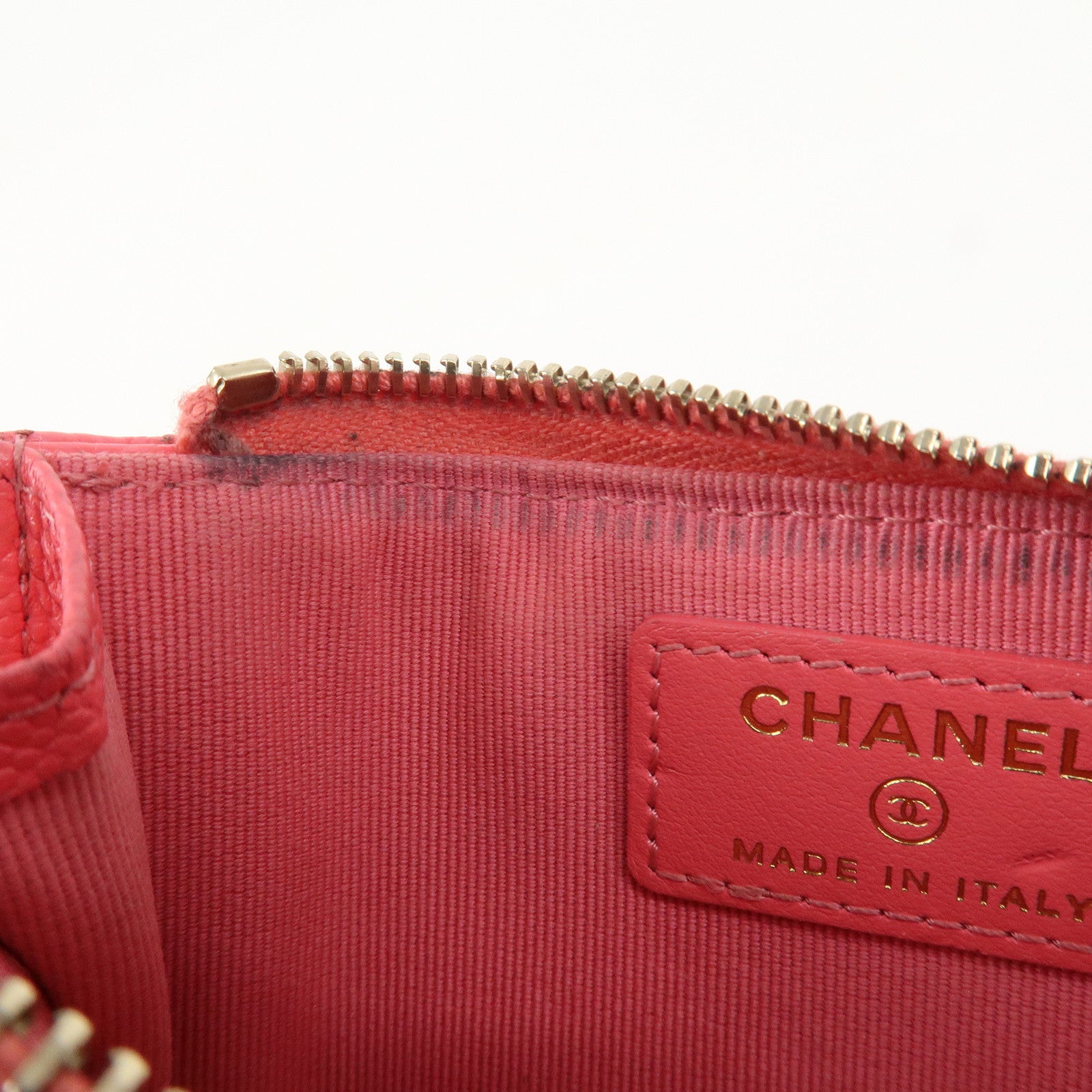 CHANEL Matelasse Caviarskin Card Case Coin Case Pink AP2570 Used