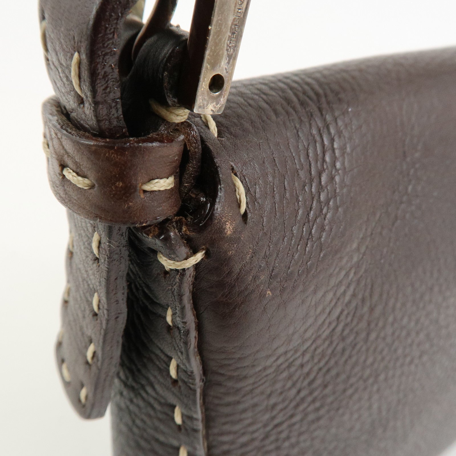 FENDI Mamma Baguette Selleria Logo Leather Shoulder Bag 8BR000