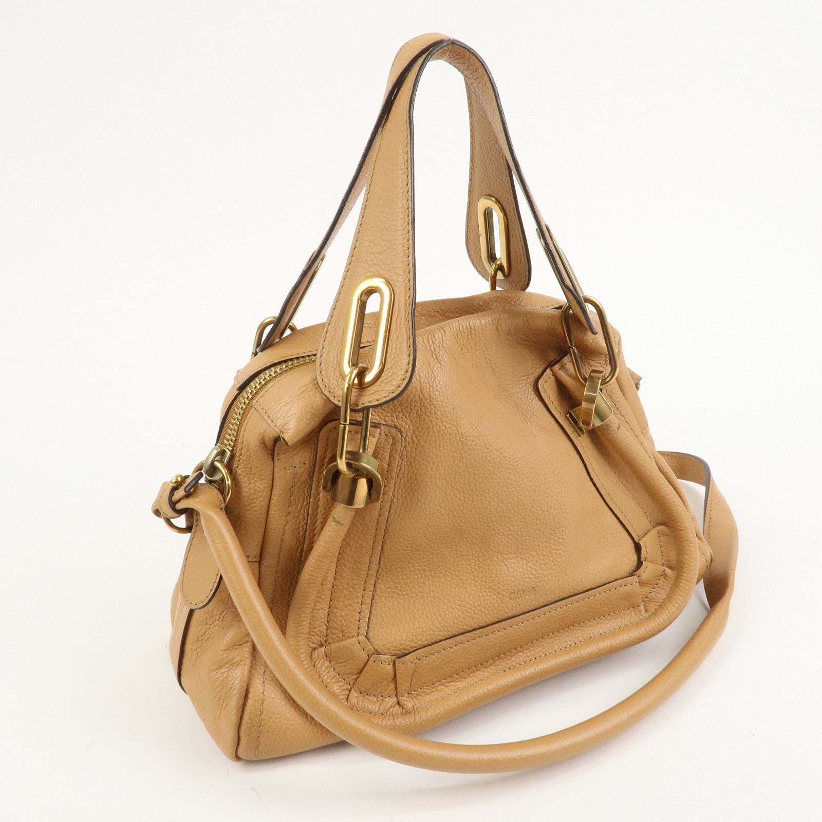 Chloe Paraty Leather 2Way Bag Shoulder Bag Hand Bag Brown