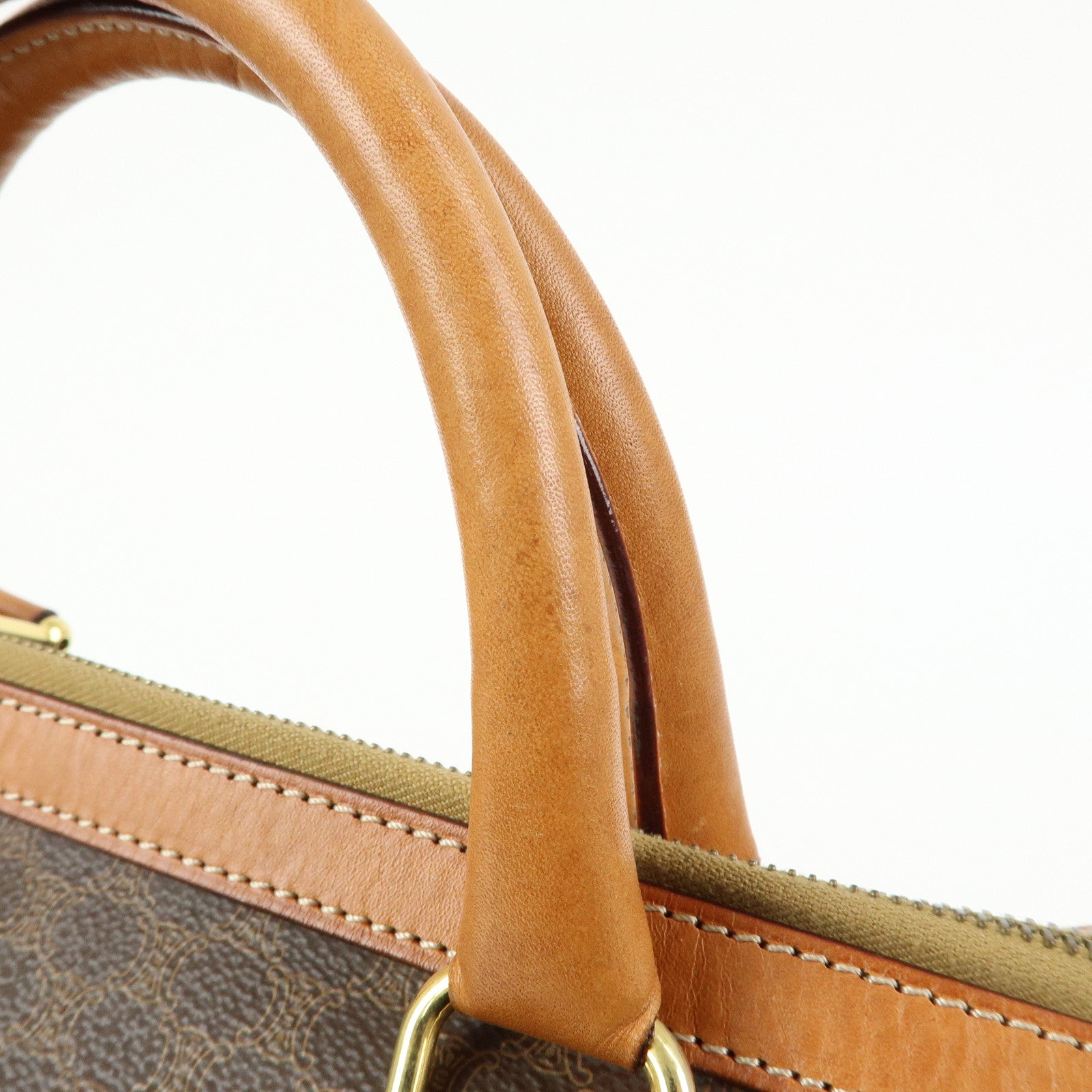 CELINE Macadam PVC Leather Boston Bag Hand Bag Brown