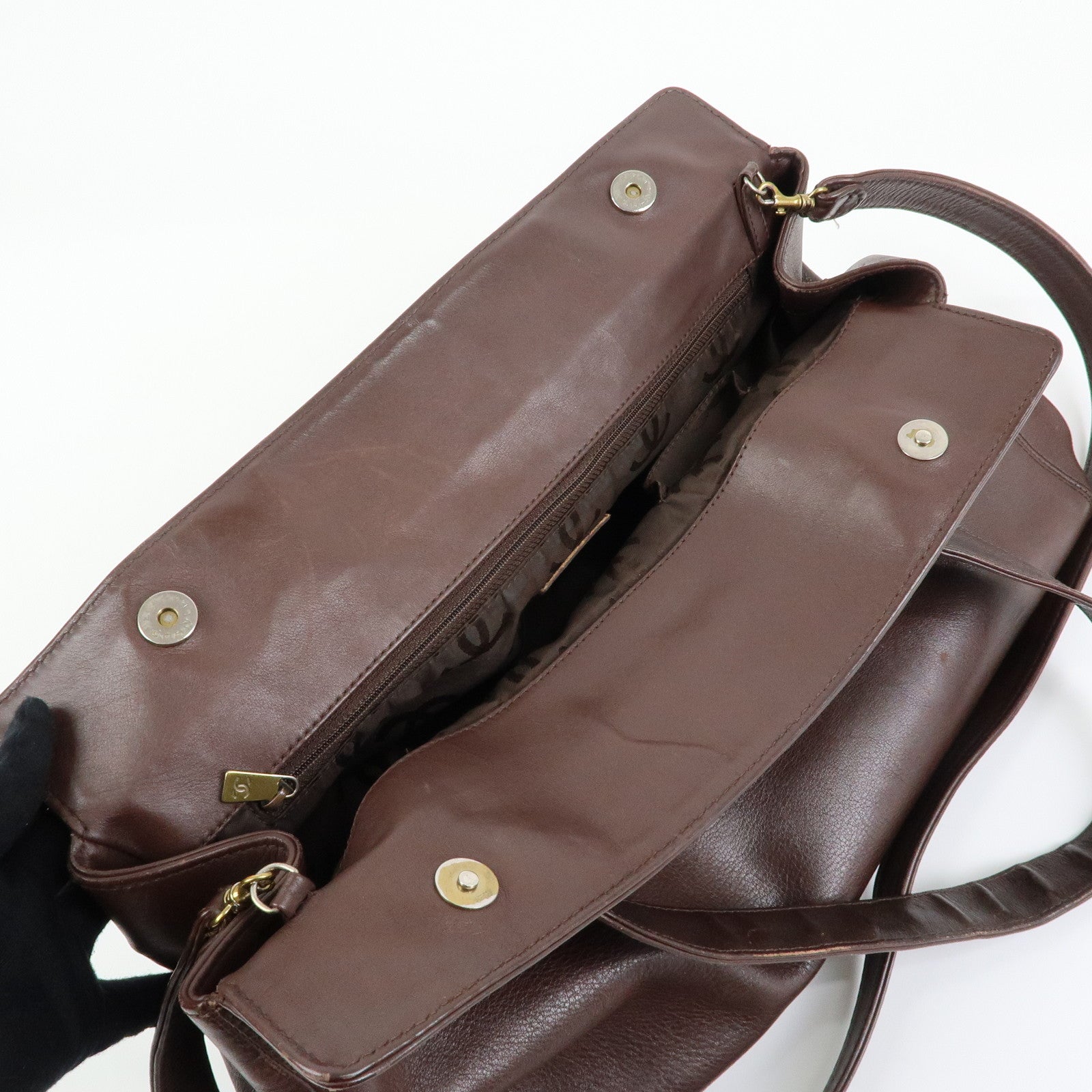 CHANEL COCO Mark Calf Leather 2WAY Bag Tote Bag Brown
