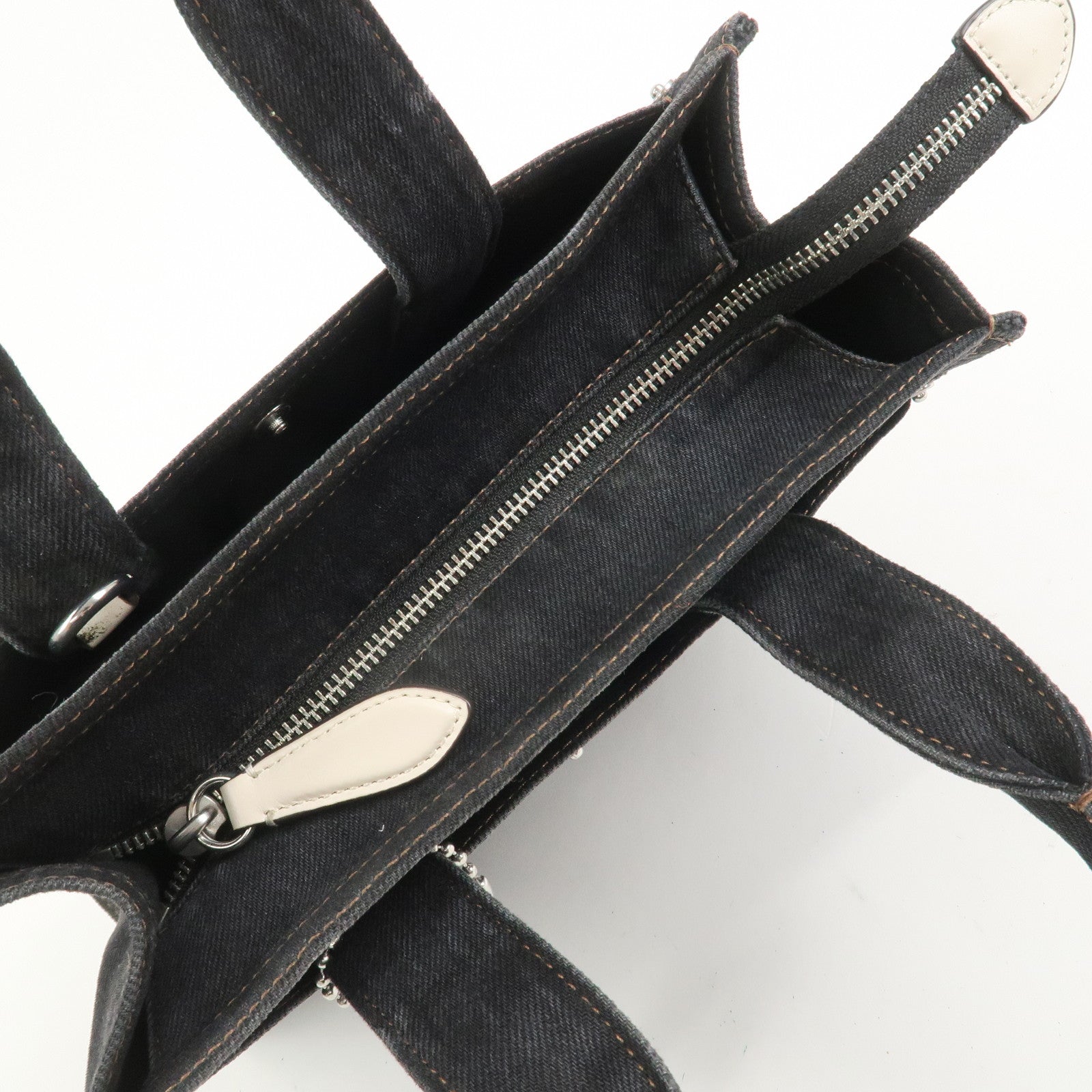 COACH Denim Leather 2Way Shoulder Bag Hand Bag Black