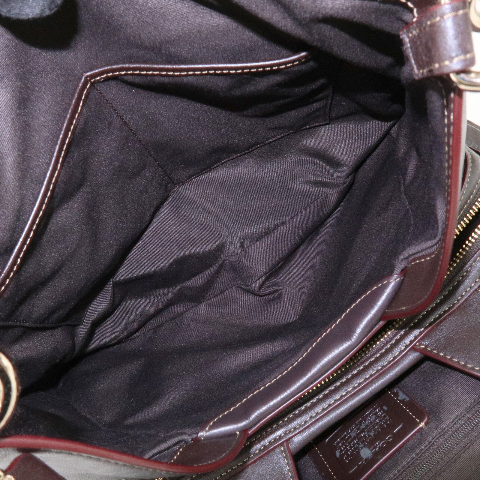 COACH Signature Logo Canvas Leather Shoulder Bag Hand Bag Brown