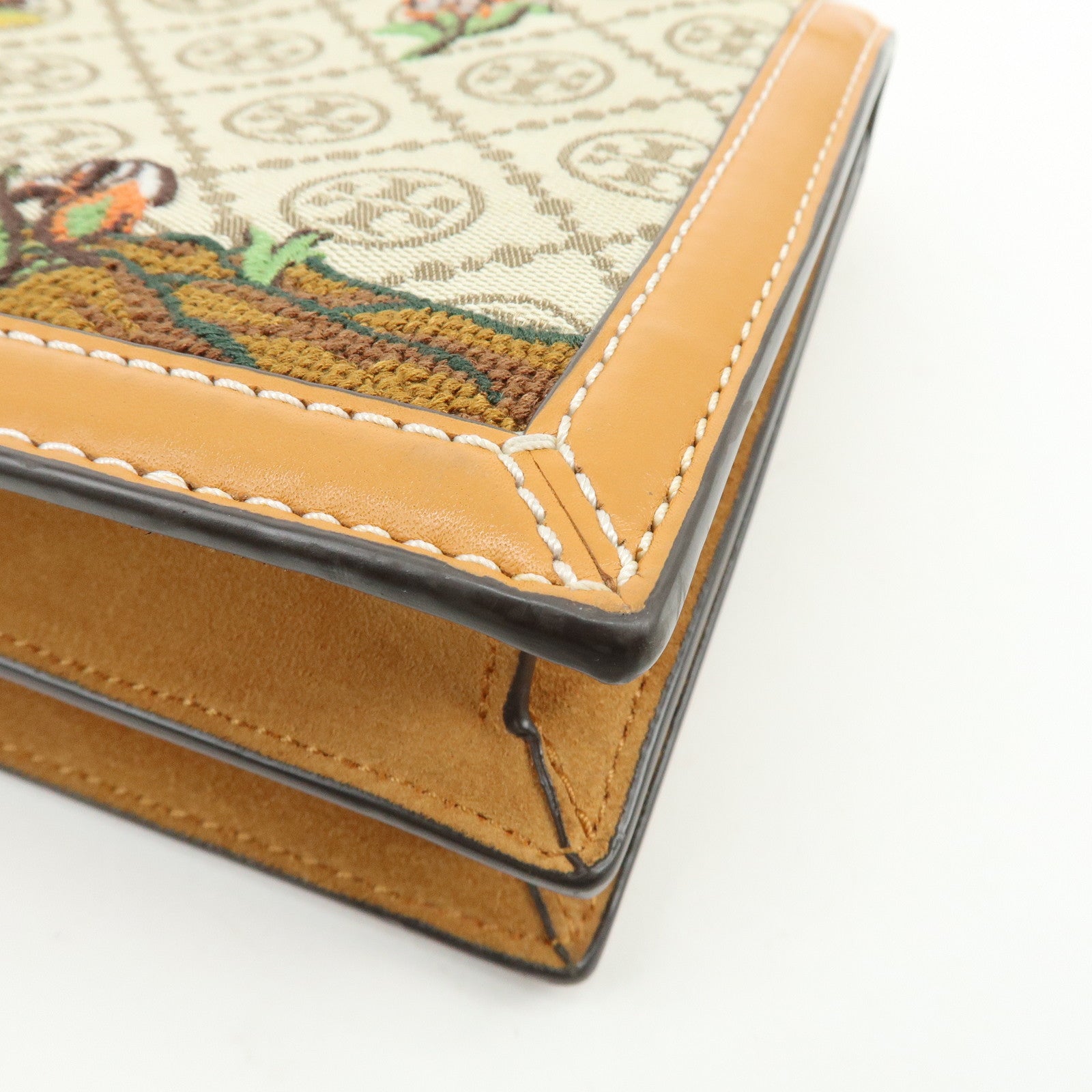 TORY BURCH T Monogram Jacquard Leather Shoulder Bag Leopard Beige