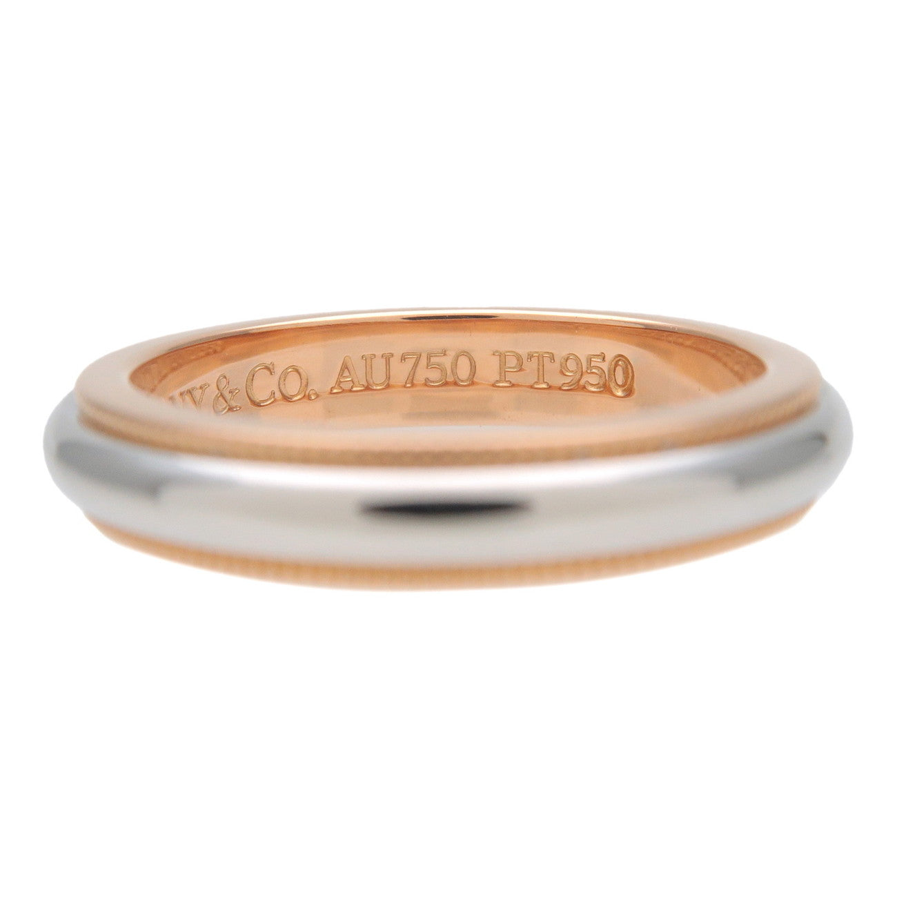 Tiffany & Co Milgrain Band Ring 18K 750YG PT950 US4.5 EU48 HK9.5