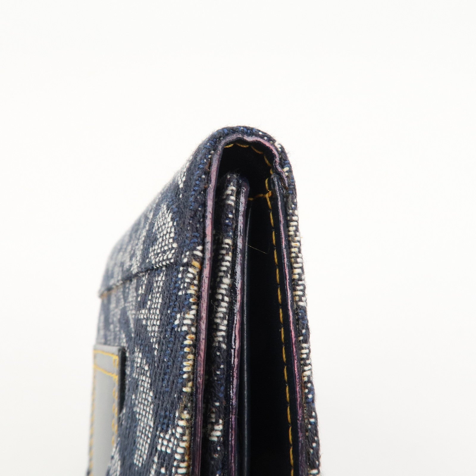 Christian Dior Trotter Canvas Leather Tri-fold Wallet Navy
