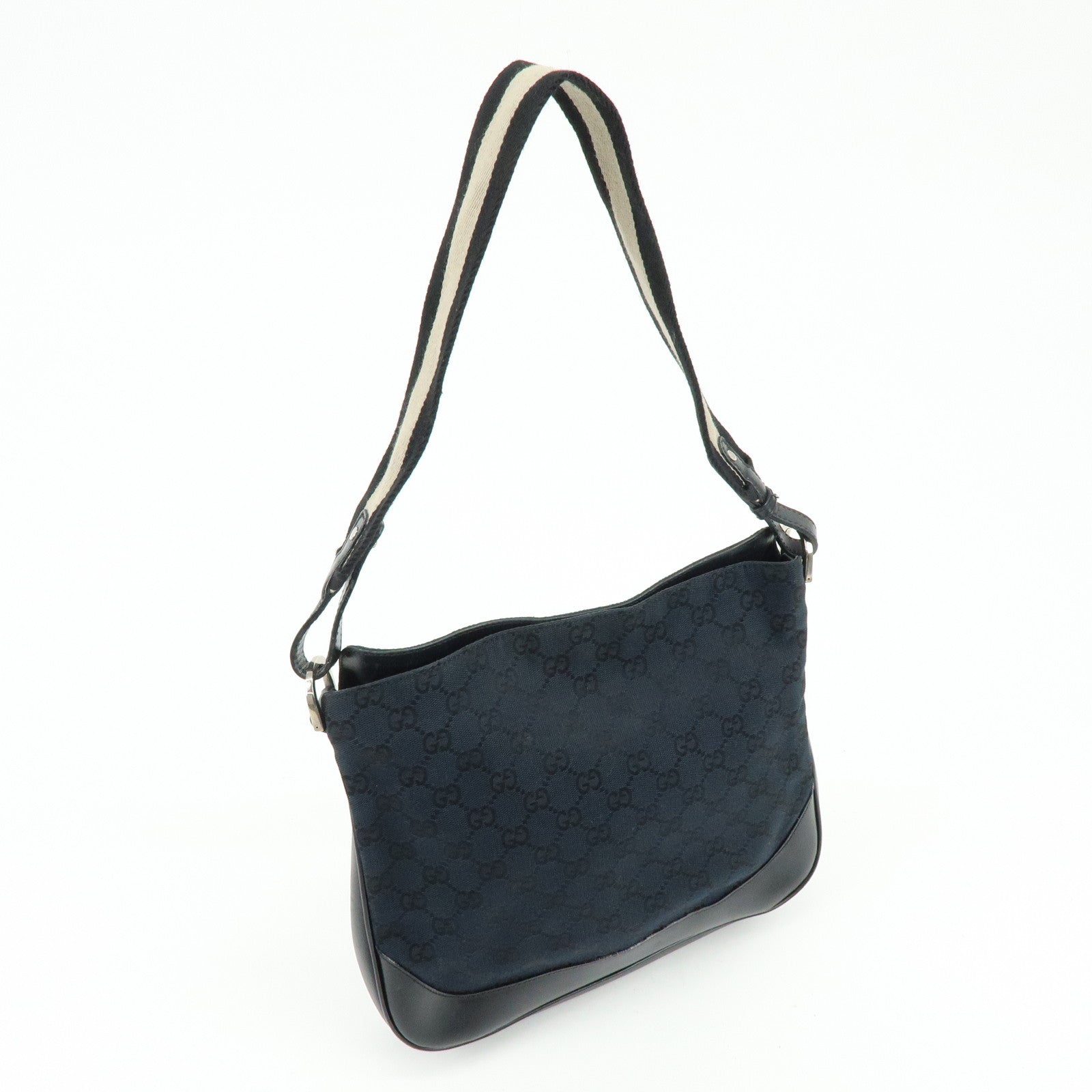 GUCCI GG Canvas Leather Shoulder Bag Black 001・4095・001553