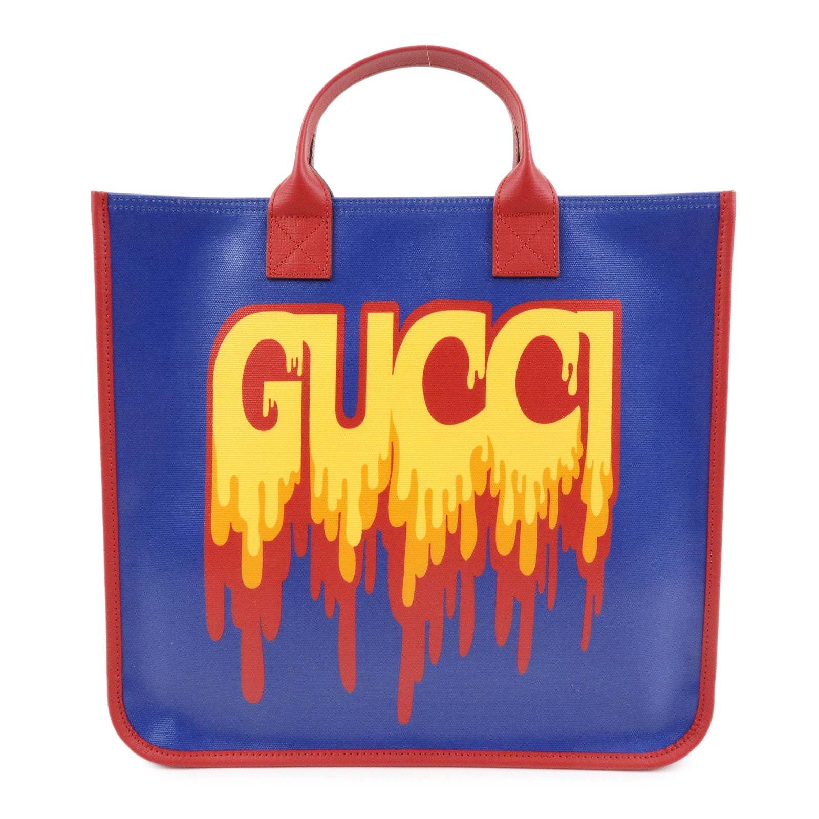 GUCCI Children's PVC Leather Tote Bag Hand Bag Blue Red 550763