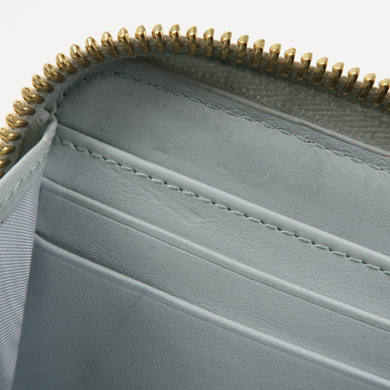 Christian Dior Cannage Patent Leather Zippy Long Wallet Light Blue Used