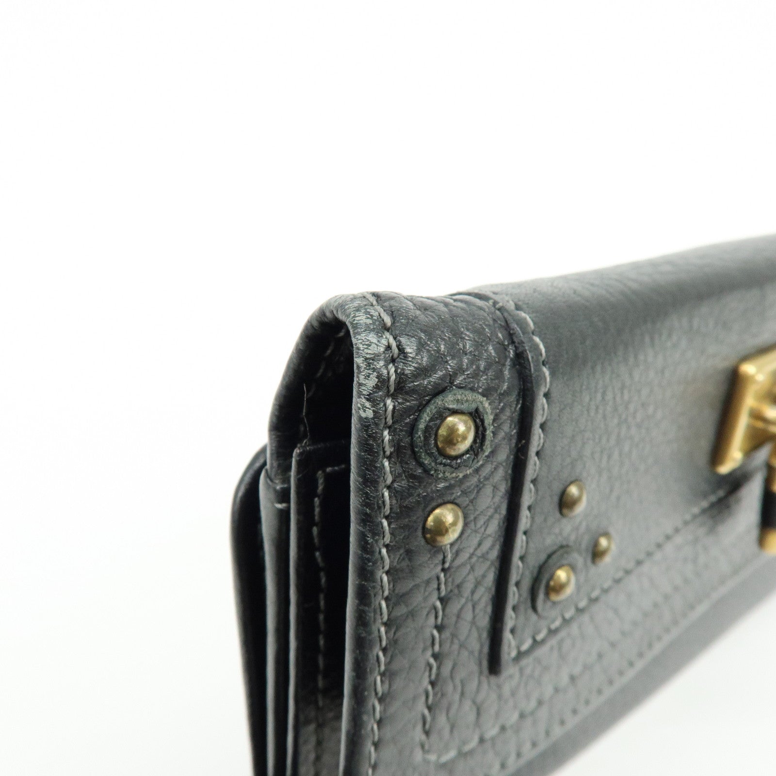 Chloe Paddington Leather Bi-fold Flap Long Wallet Black