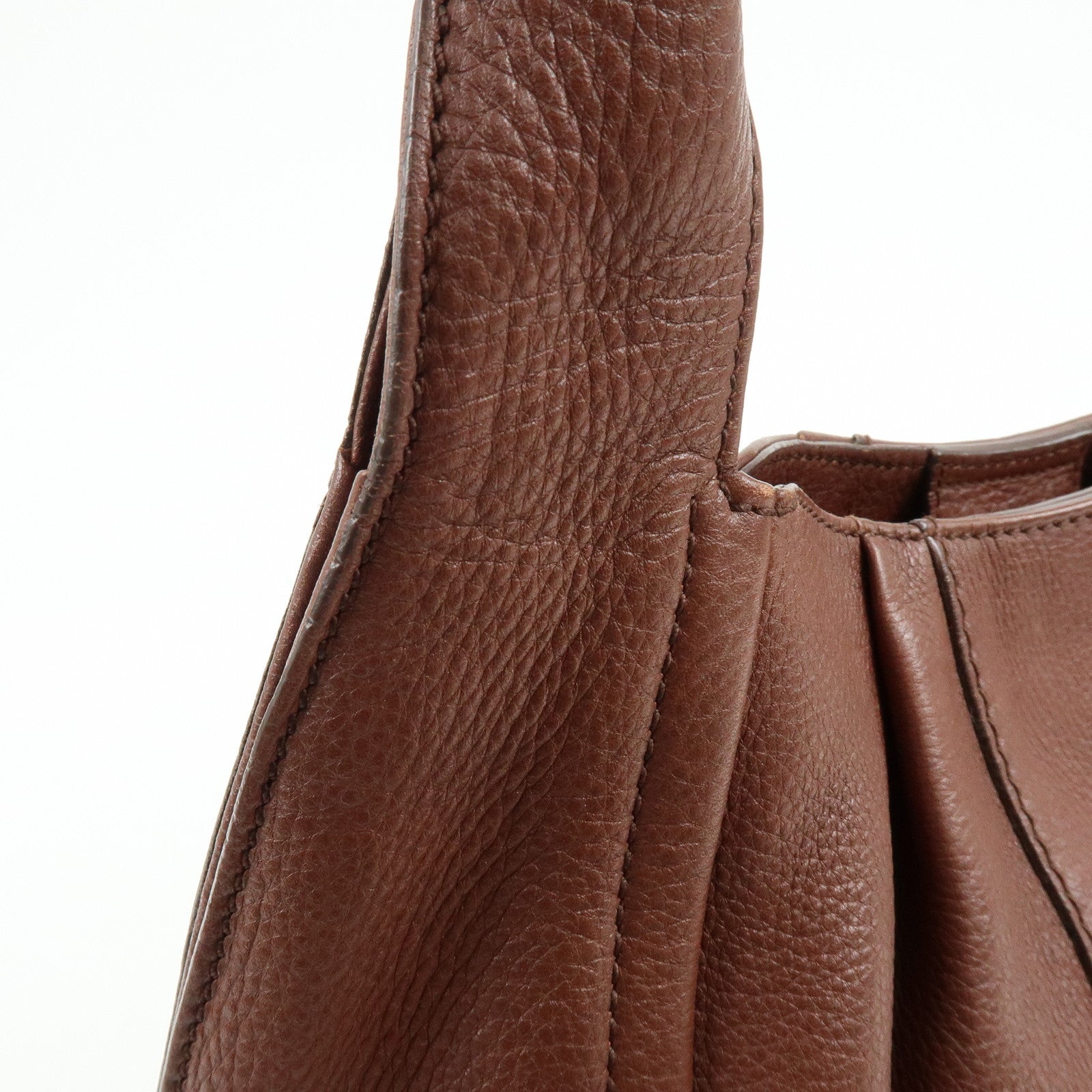 Ferragamo Gancini Leather Shoulder Bag Hand Bag Brown