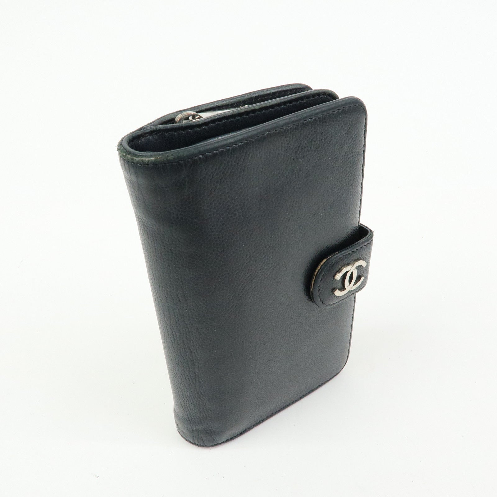 CHANEL COCO Mark Caviarskin Bi-fold Compact Wallet Black