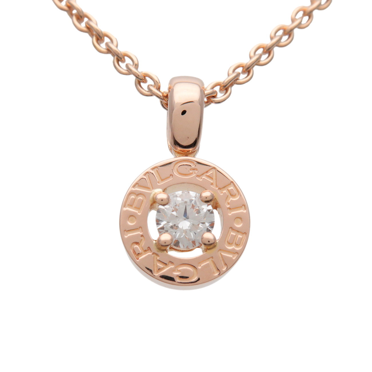 BVLGARI BVLGARI 1P Diamond Necklace K18 750PG Rose Gold