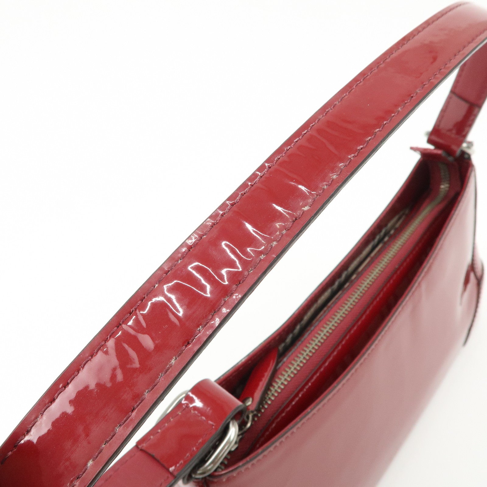 BURBERRY Patent Leather Shoulder Bag Hand Bag Red