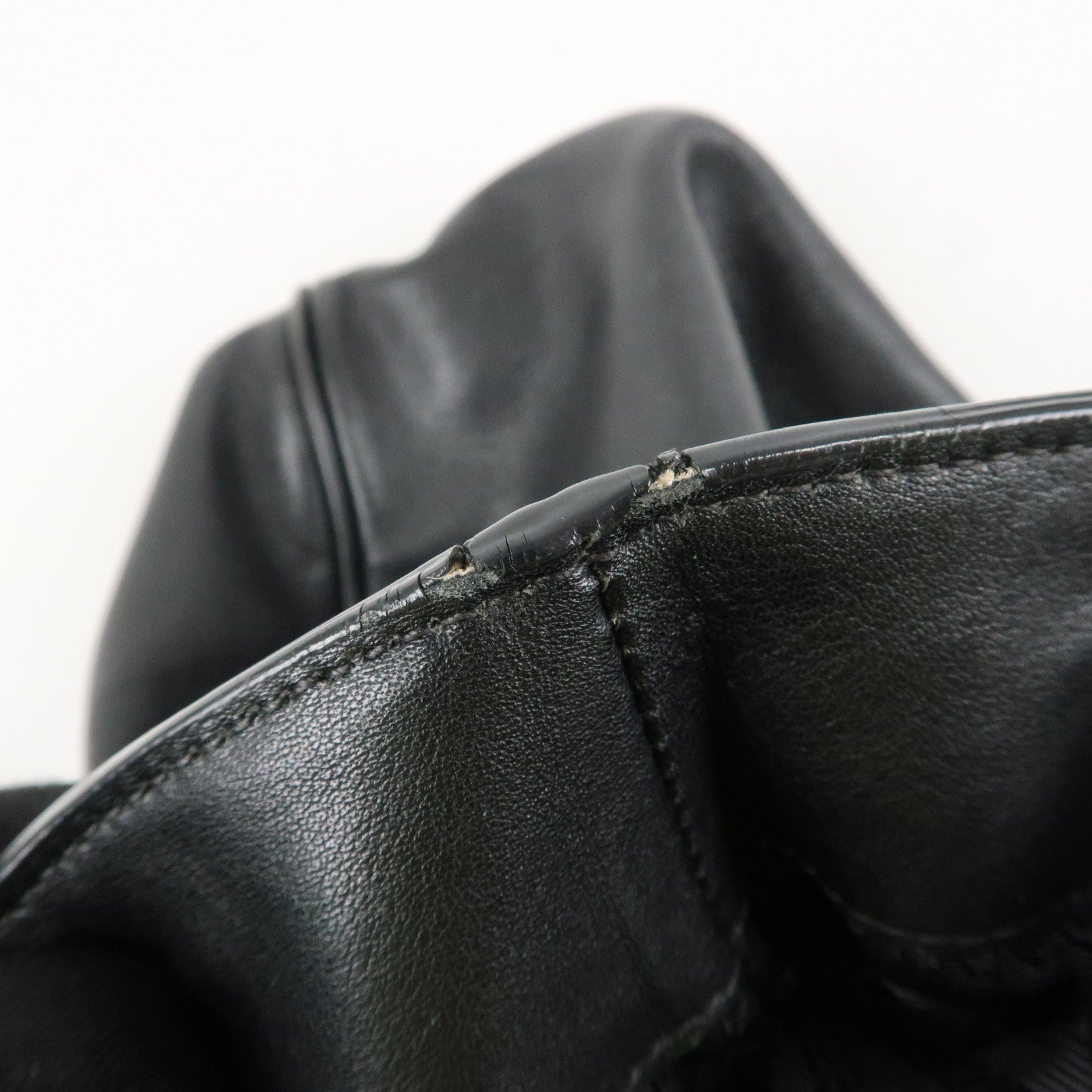 PRADA Logo Calf Leather 2Way Tote Bag Hand Bag Black Gold HDW BN1902 Used