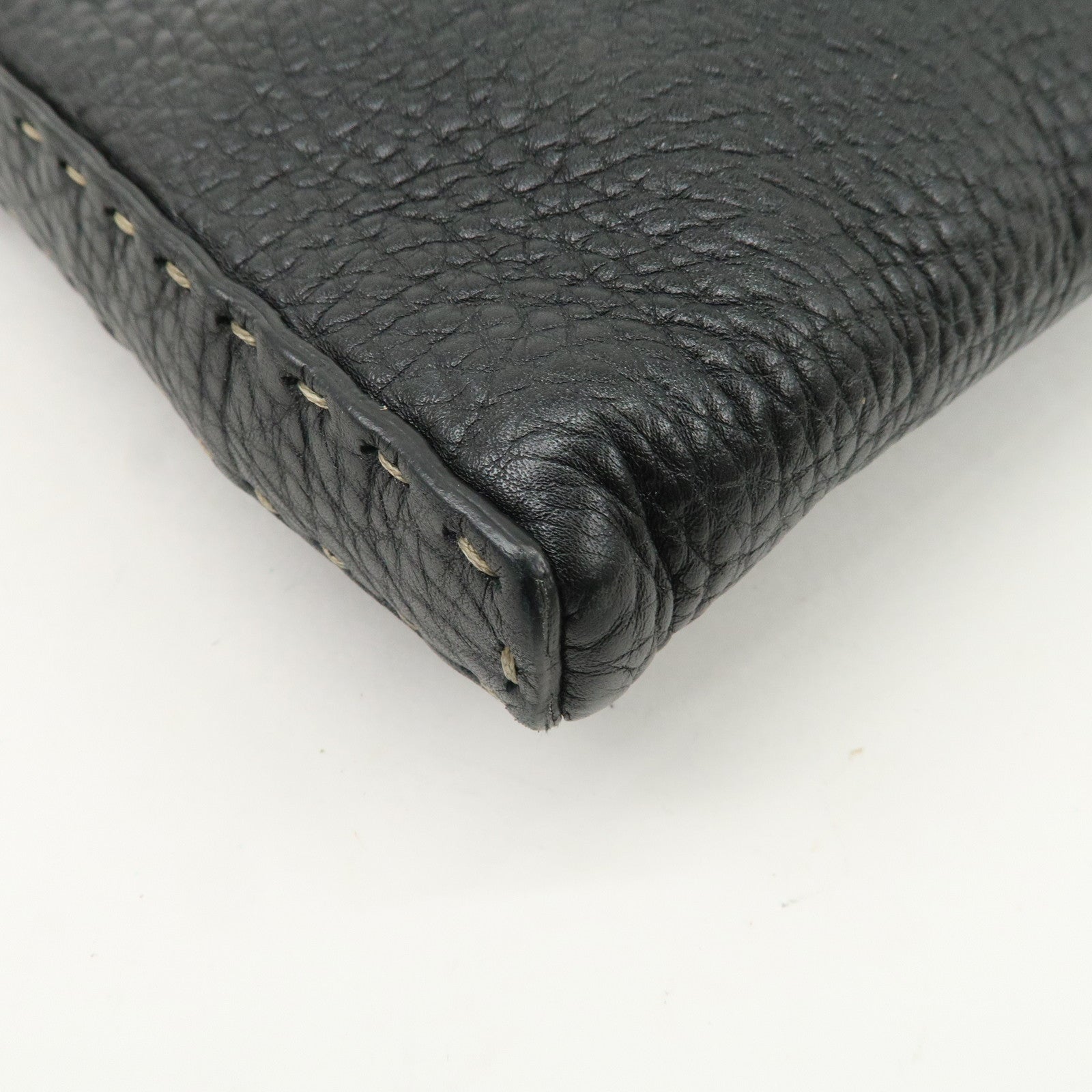 FENDI Selleria Leather Shoulder Bag Crossbody Bag Black 8BT109 Used