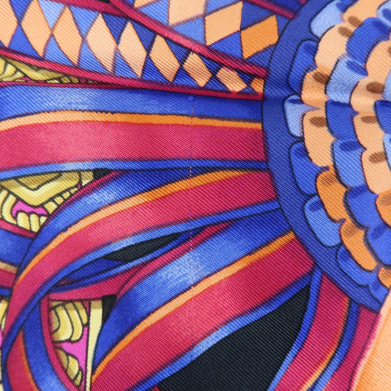 HERMES Carre 90 Silk 100% LES RUBANS DU CHEVAL Scarf Black Yellow