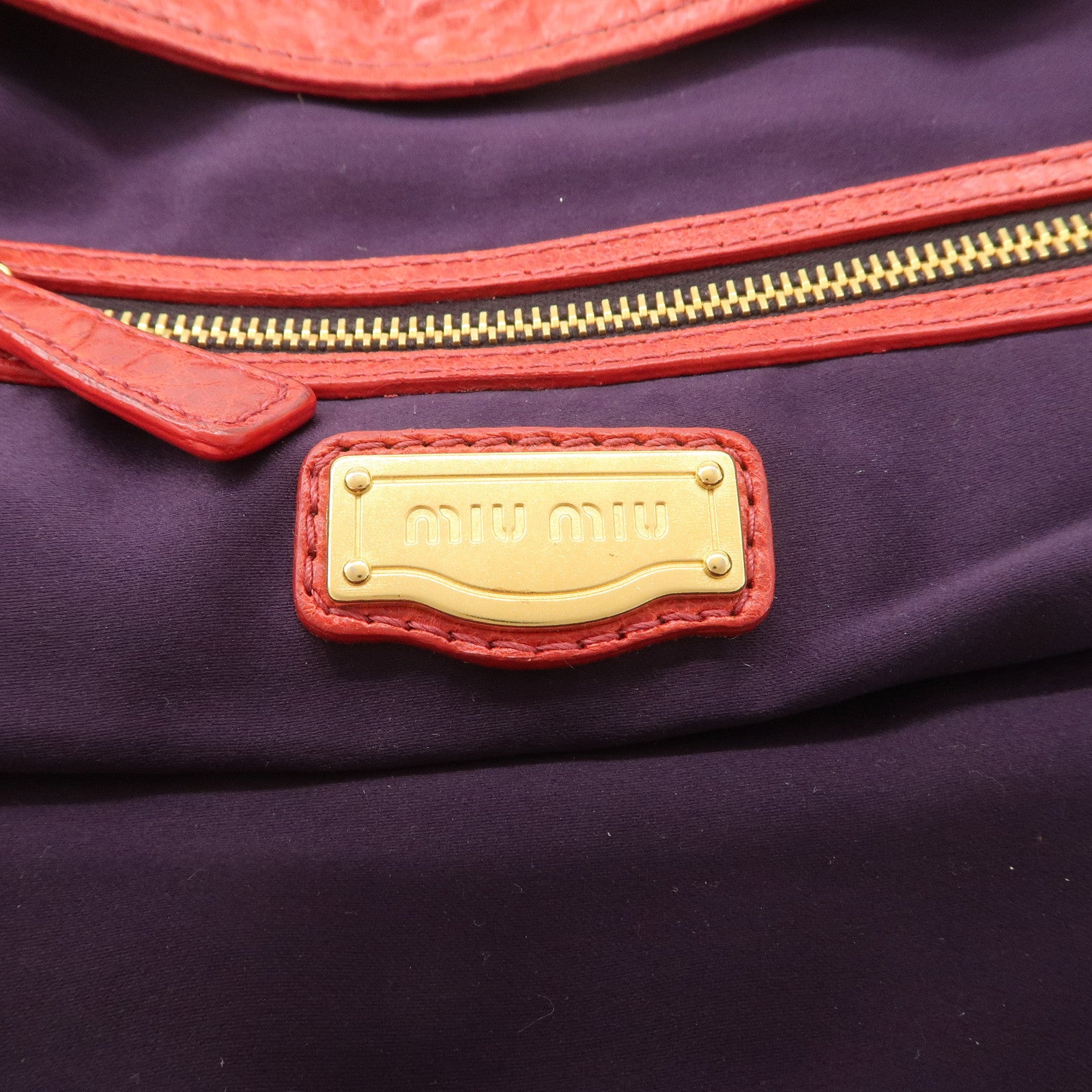 MIU MIU Leather 2WAY Bag Hand Bag Shoulder Bag Red Gold HDW Used