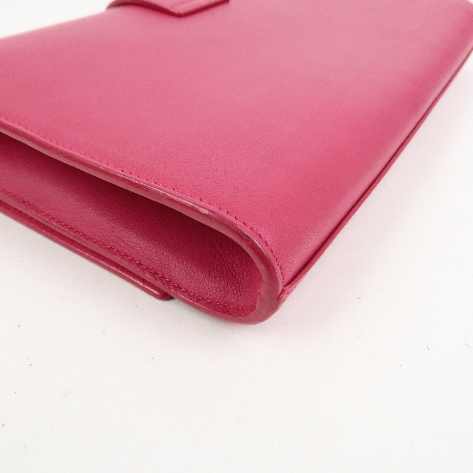 SAINT LAURENT PARIS Leather Clutch Bag Y Line Pink 311213