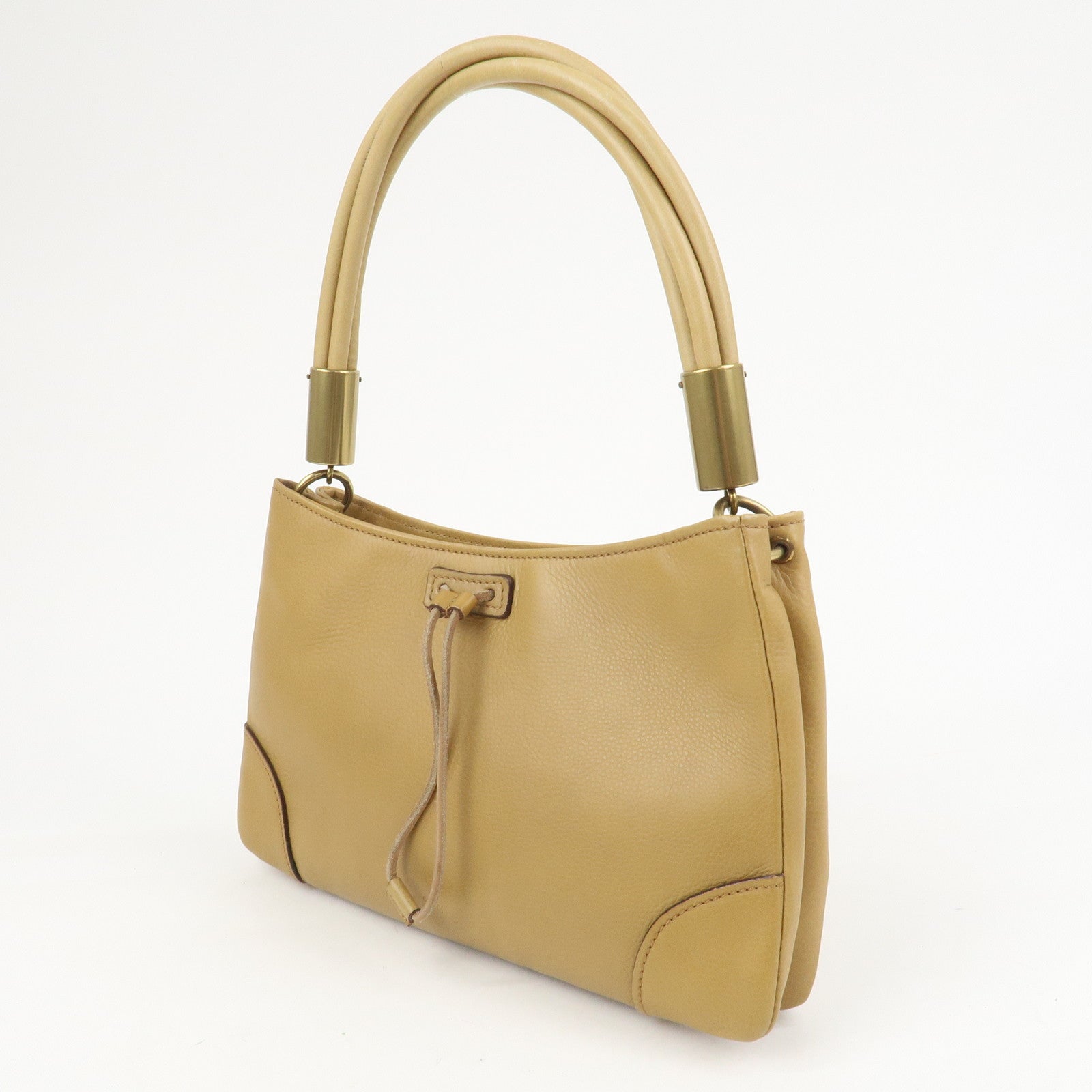 GUCCI Leather Shoulder Bag Hand Bag Beige 108964