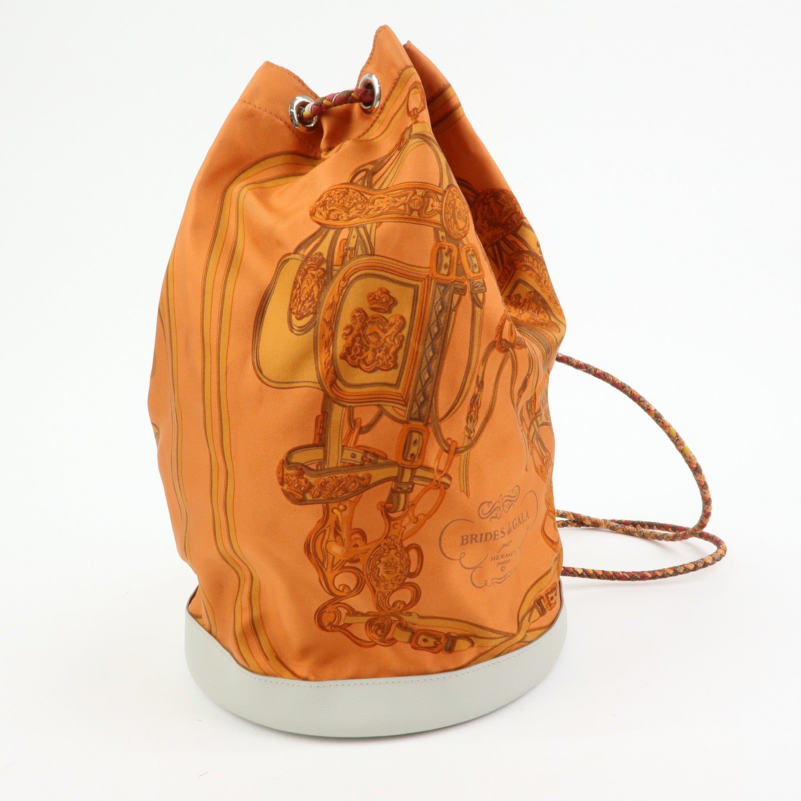 HERMES Silk Taurillon Sac SoieCool22 Shoulder Bag □O Stamped Orange