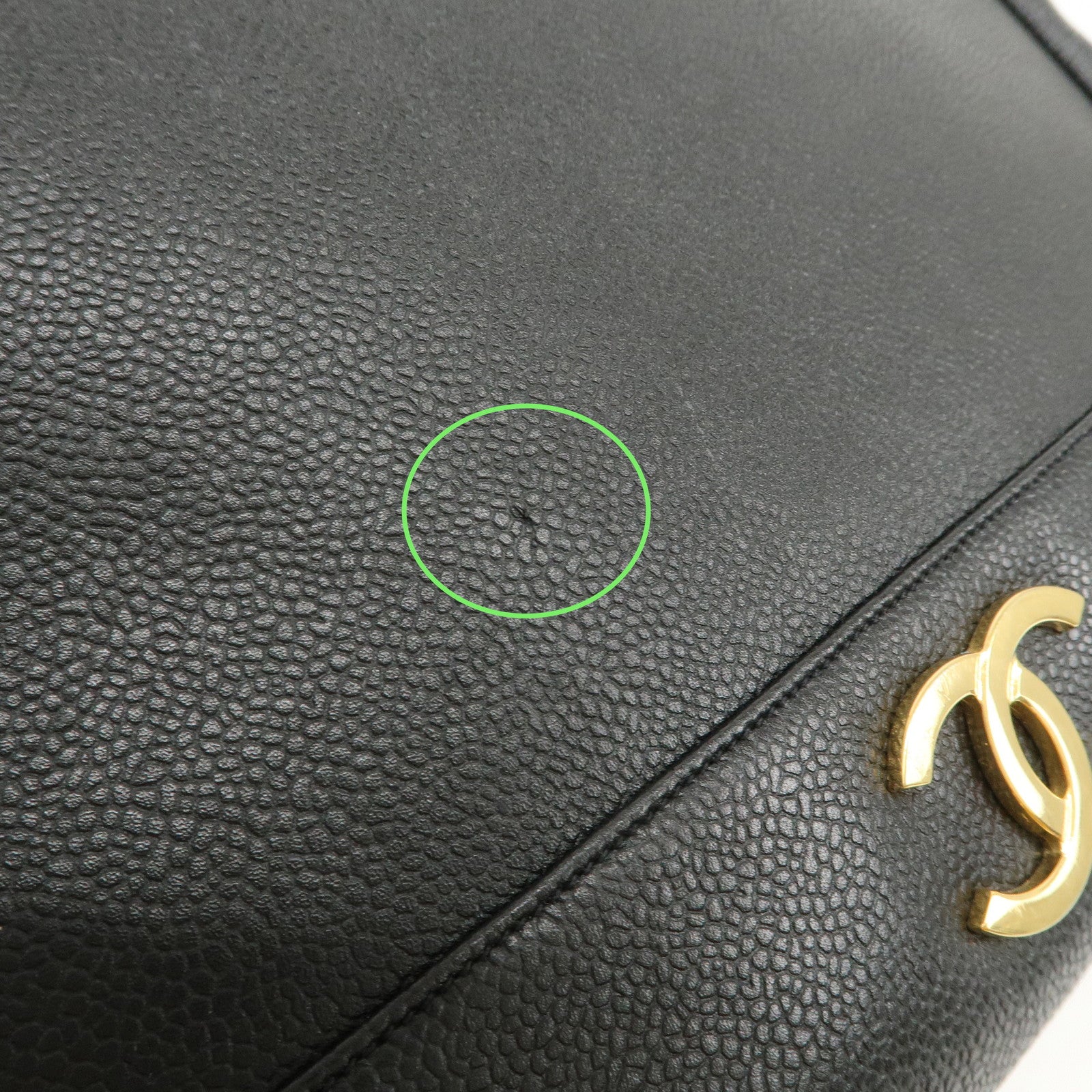 CHANEL Triple COCO Mark Caviarskin Shoulder Bag Tote Bag Black