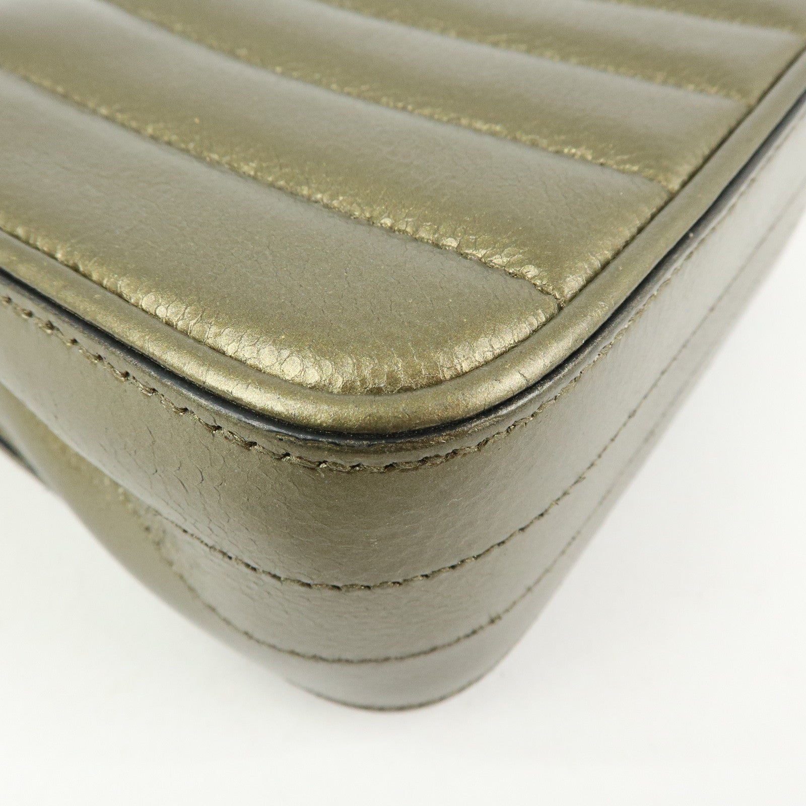 SAINT LAURENT PARIS Leather Vicky Shoulder Bag Crossbody Bag Gold