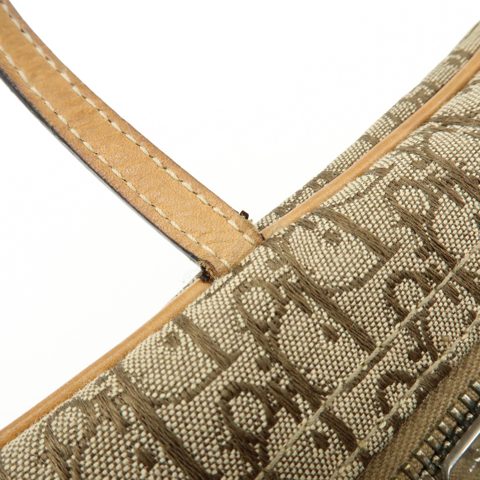 Christian Dior Trotter Canvas Leather Hand Bag Cosmetic Bag Brown