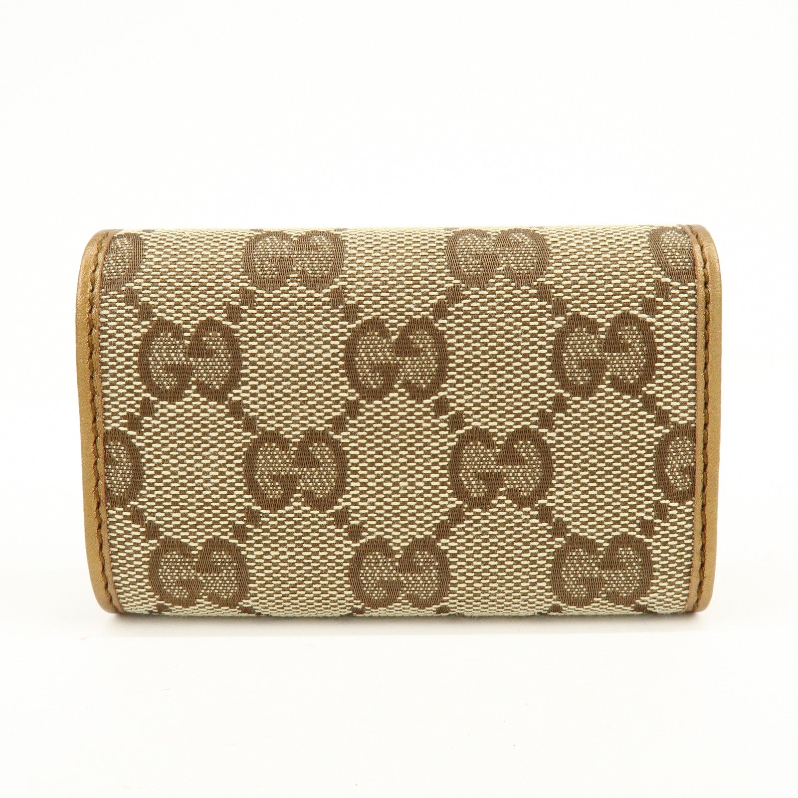 GUCCI GG Canvas Leather 6 Ring Key Case Beige Brown 127048