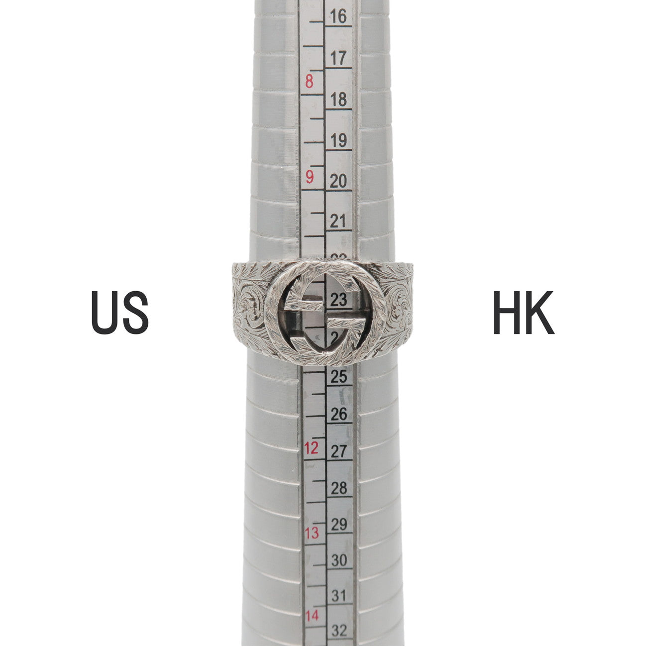 GUCCI Interlocking G Arabesque Ring SV925 Silver #23 US10.5 EU63