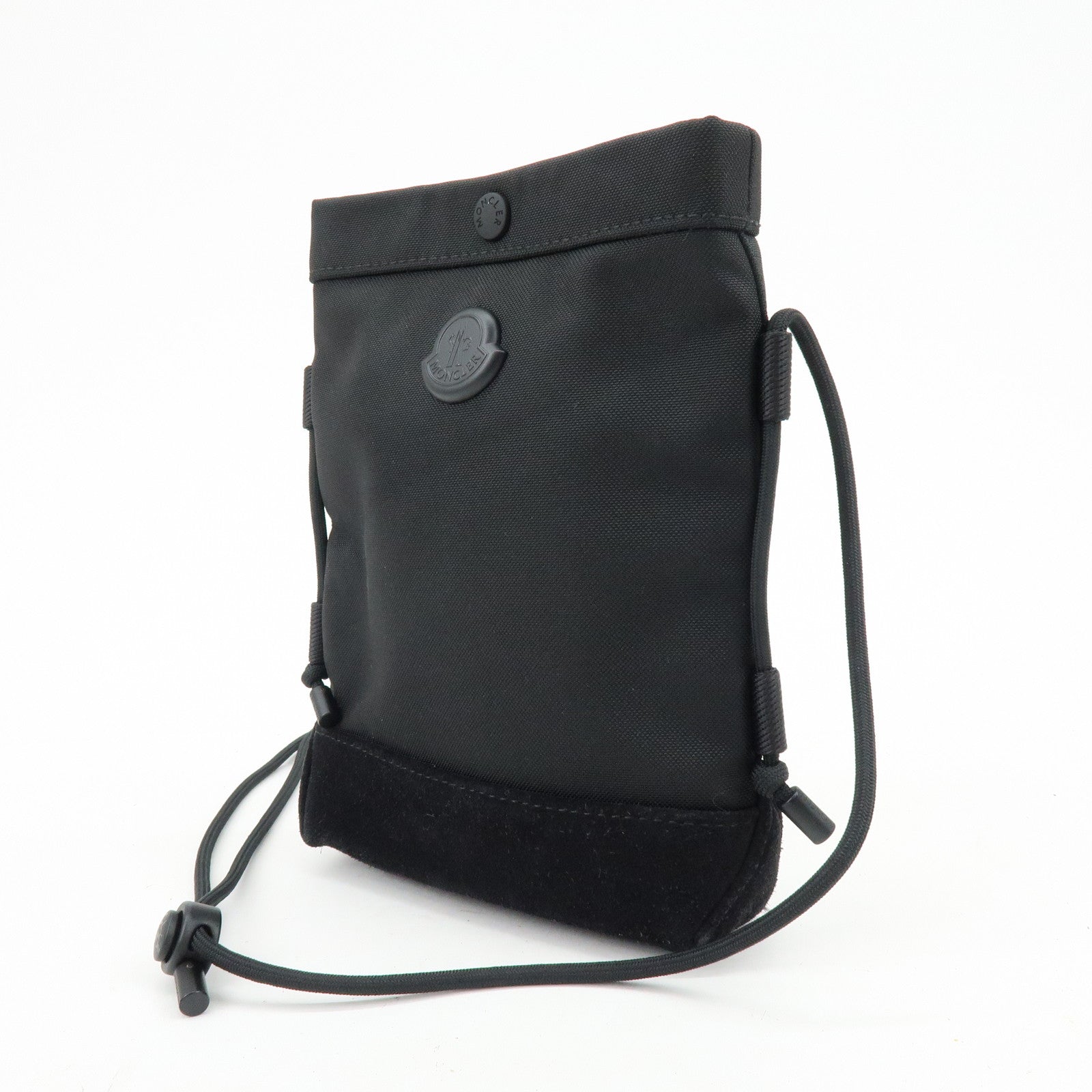 MONCLER Nylon Suede Leather Shoulder Bag Tech Phone Bag Black