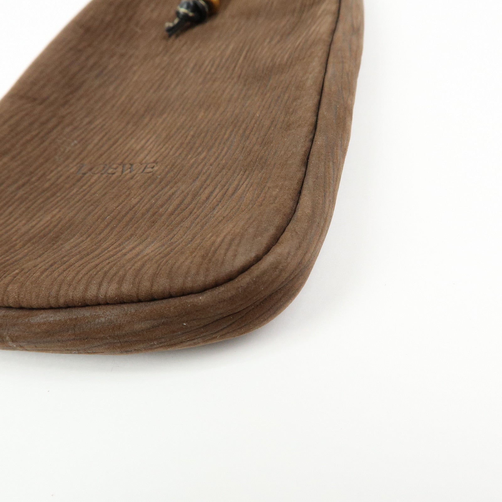 LOEWE Velazquez Suede Leather Pouch Glasses Case Brown Black