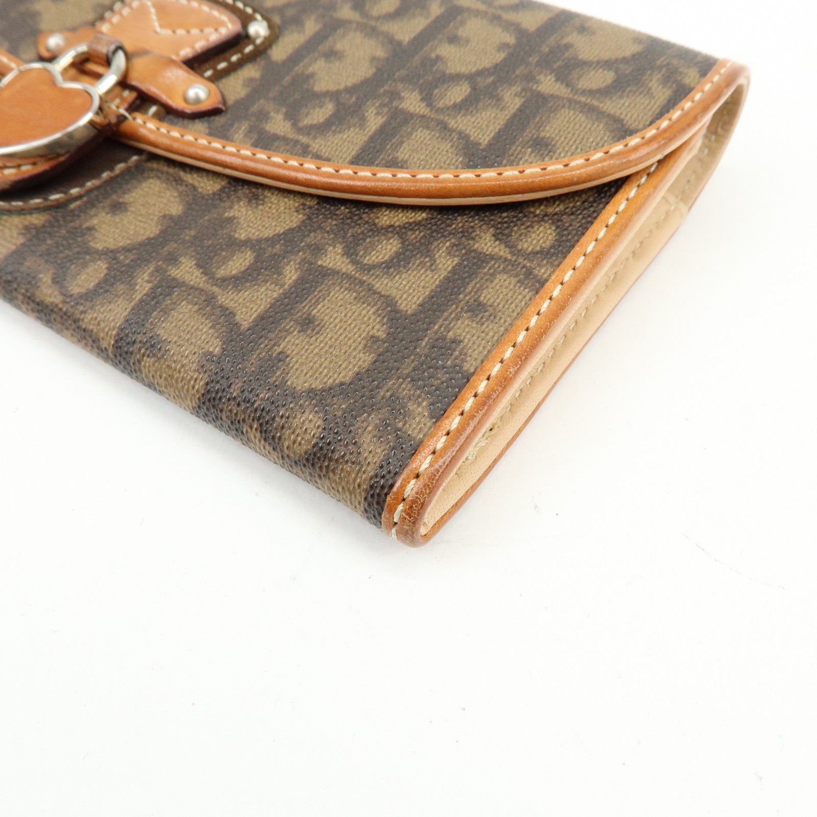 Christian Dior Trotter Romantic PVC Leather Long Flap Wallet Brown