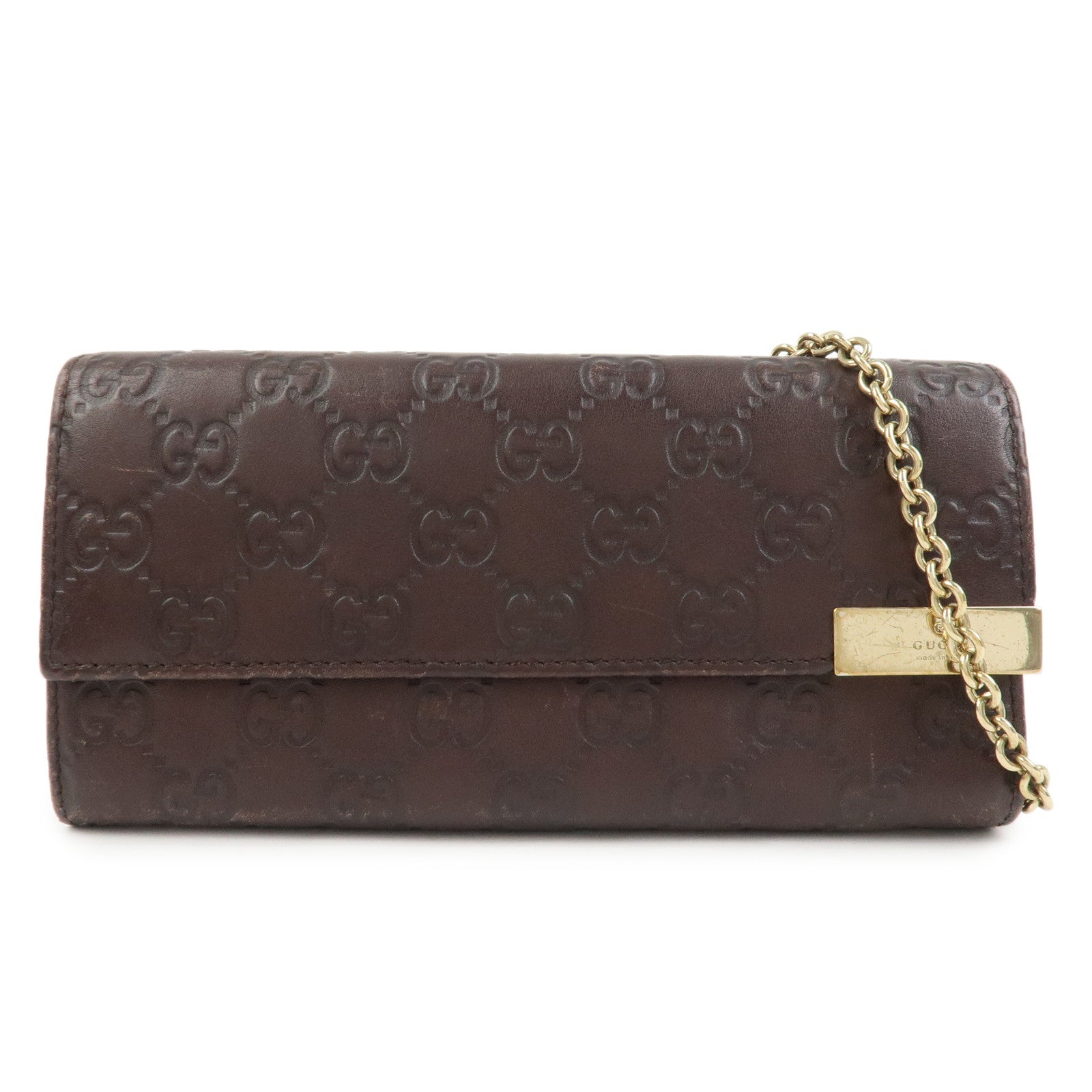 GUCCI Guccissima Leather Chain Strap Long Wallet Hand Bag 269541