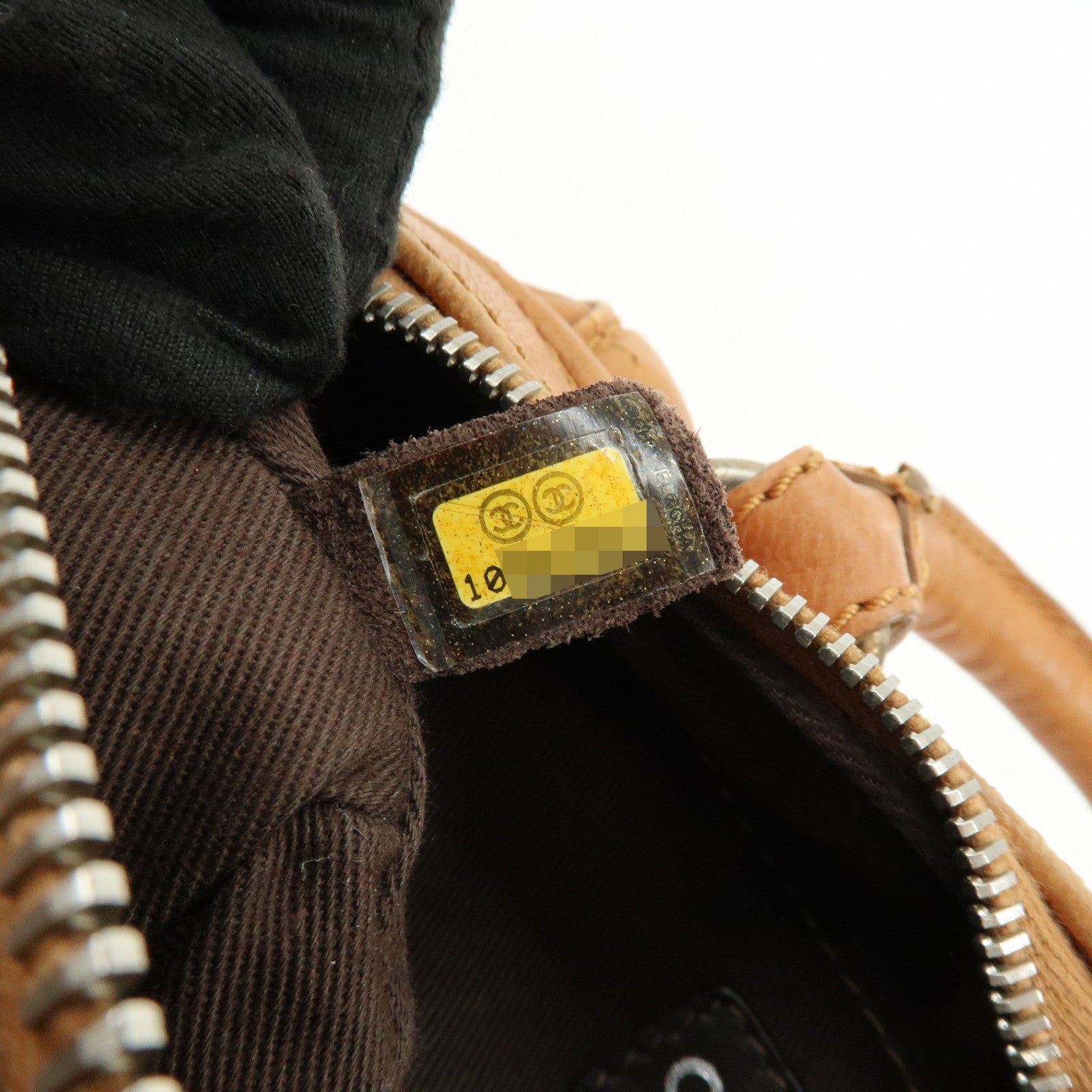 CHANEL COCO Mark Calf Leather Hand Bag Brown