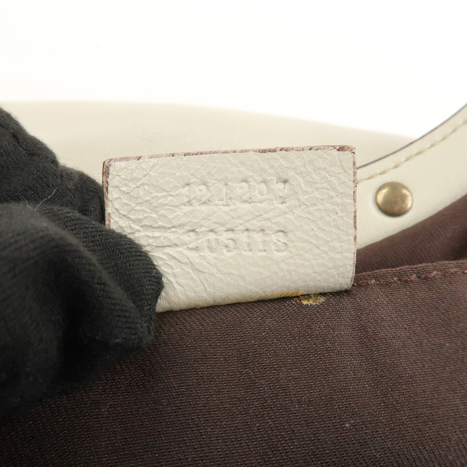 GUCCI Bamboo Leather Studs Shoulder Bag Hand Bag Ivory 124297