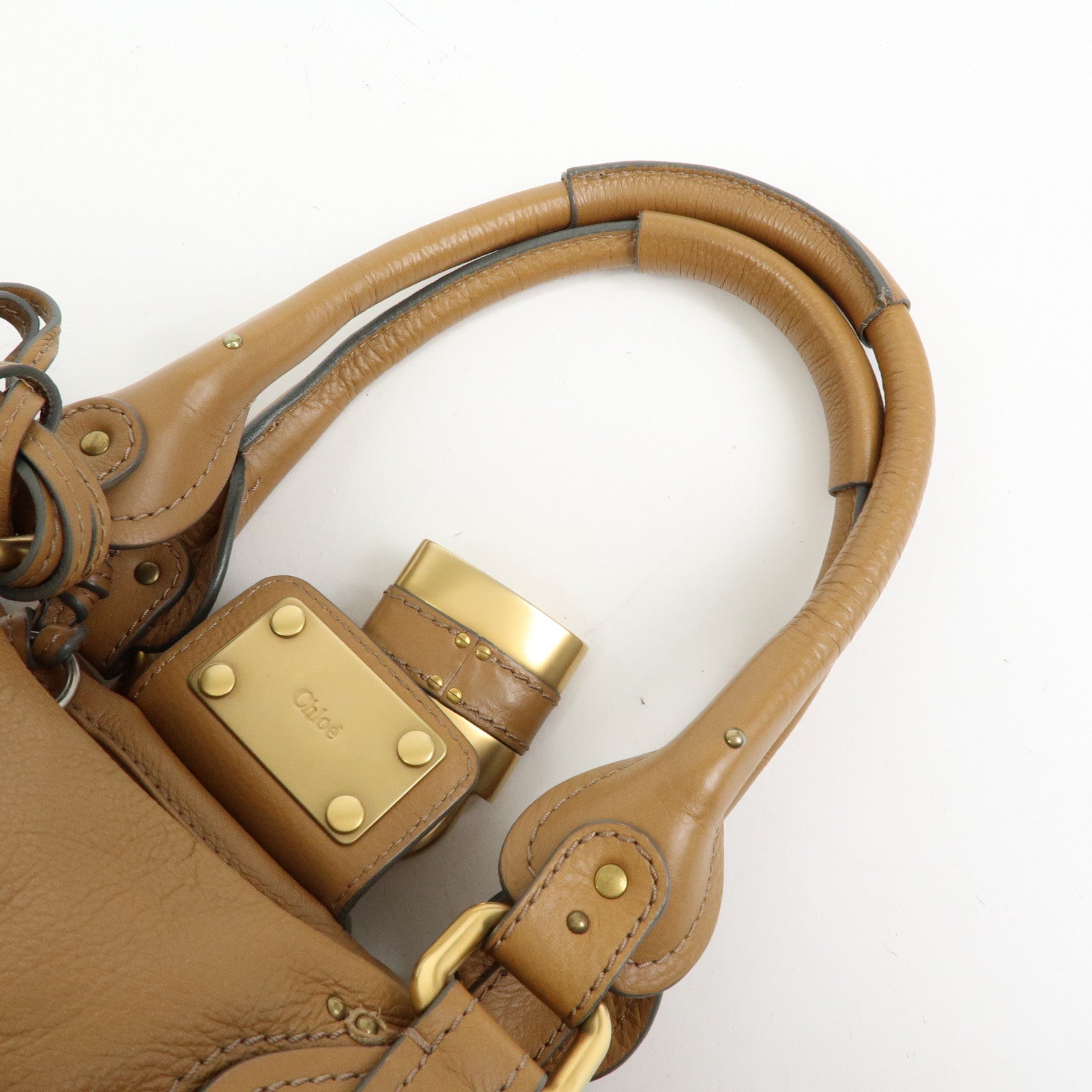 Chloe Paddington Leather Shoulder Bag Boston Bag Brown