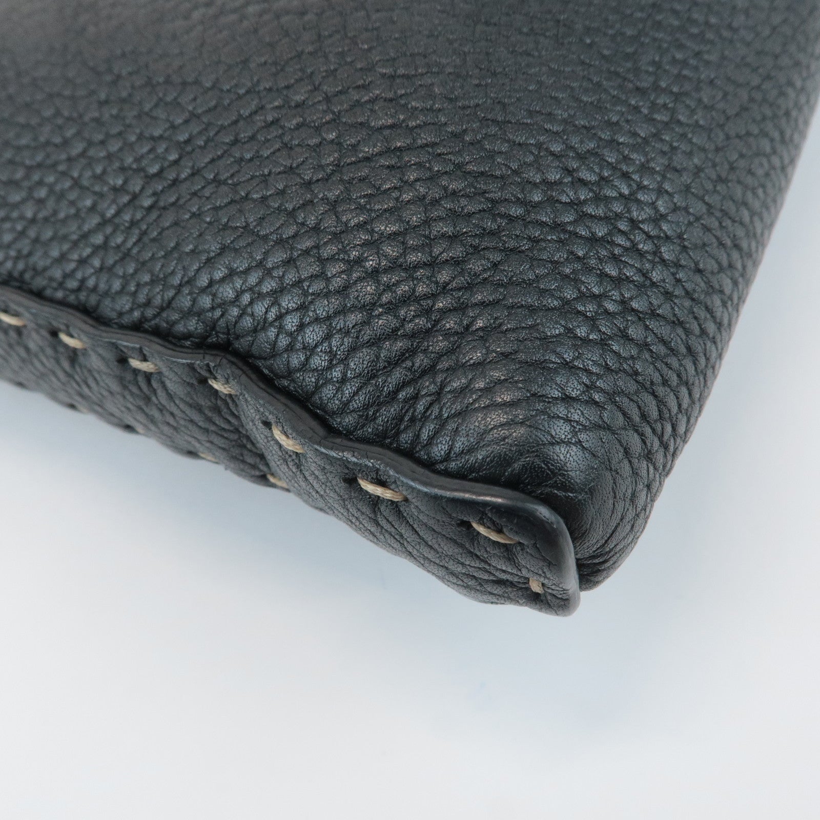 FENDI Selleria Leather Shoulder Bag Crossbody Bag Black 8BT092 Used