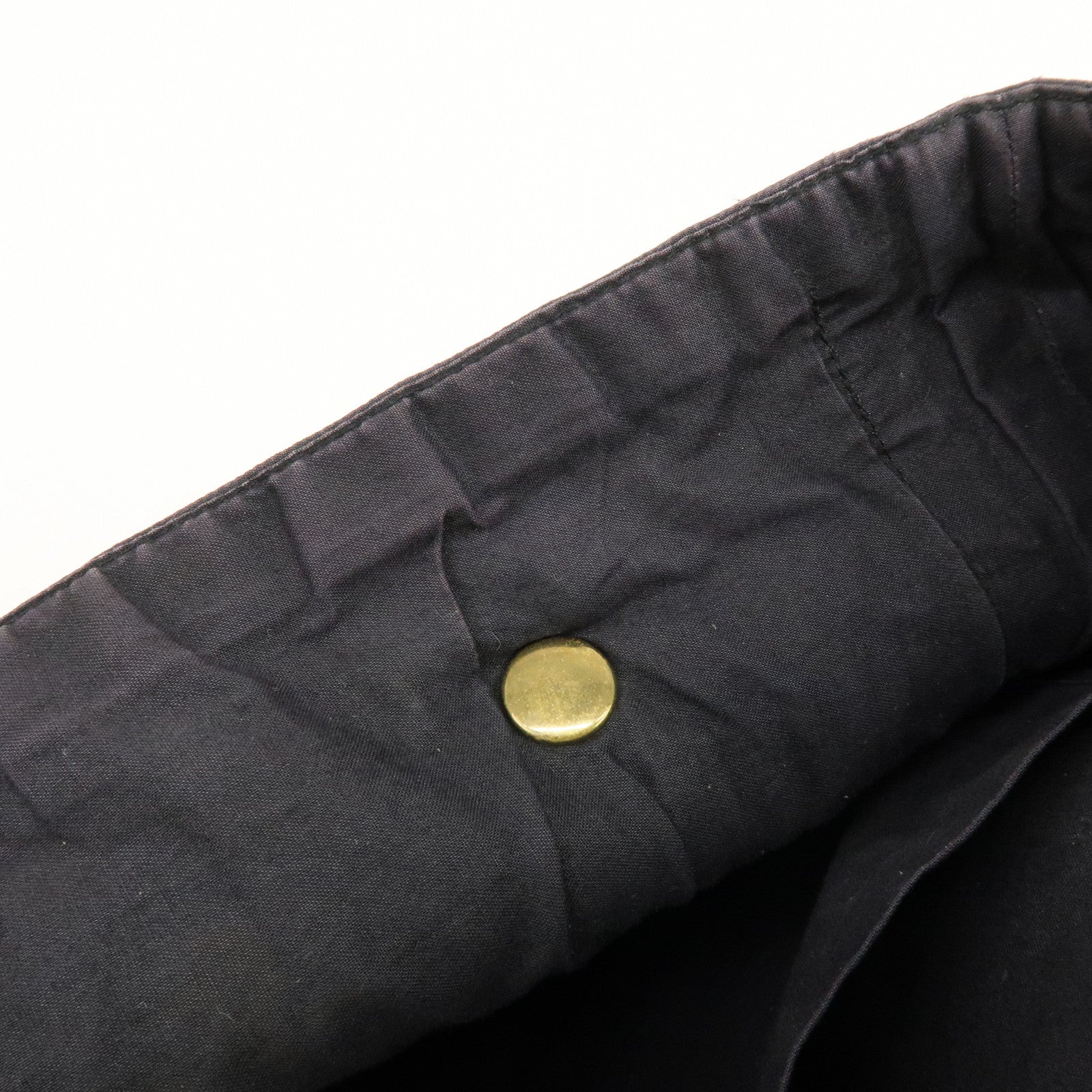 HERMES Amedaba Cabas de Poche Cotton Canvas Leather Tote Bag Navy