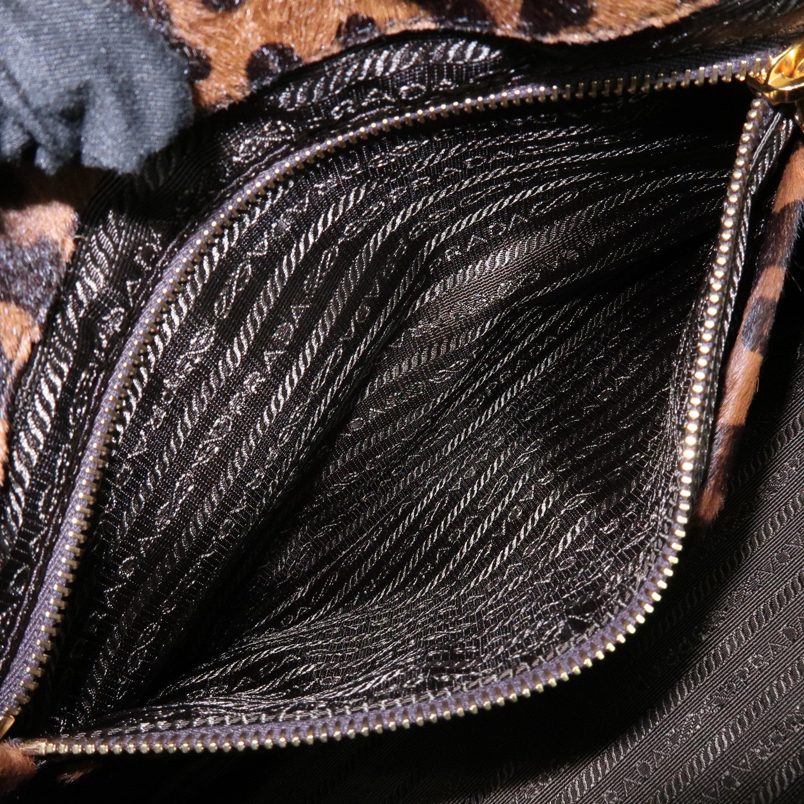 PRADA Canapa Large Unborn Calf Tote Bag Hand Bag Brown BN1872