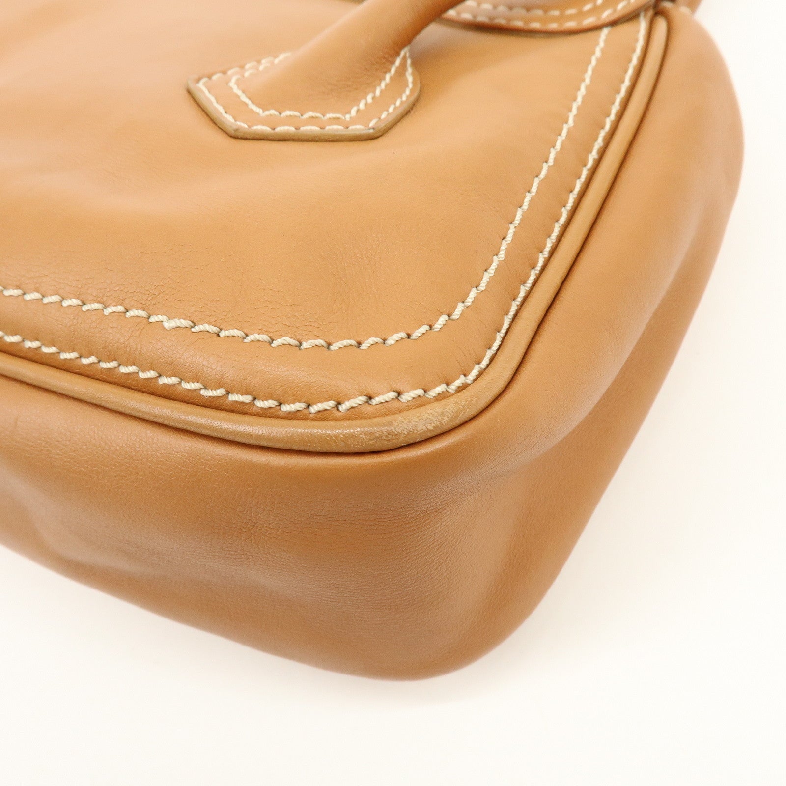 CELINE Chouquette Leather Hand Bag Shoulder Bag Camel