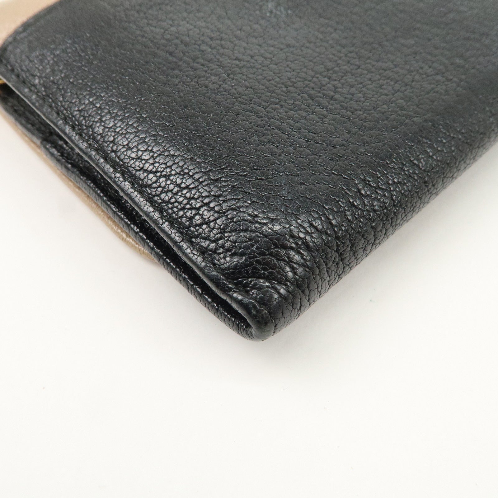 MIU MIU MADRAS Leather Chain Shoulder Wallet WOC Beige Black 5M1290