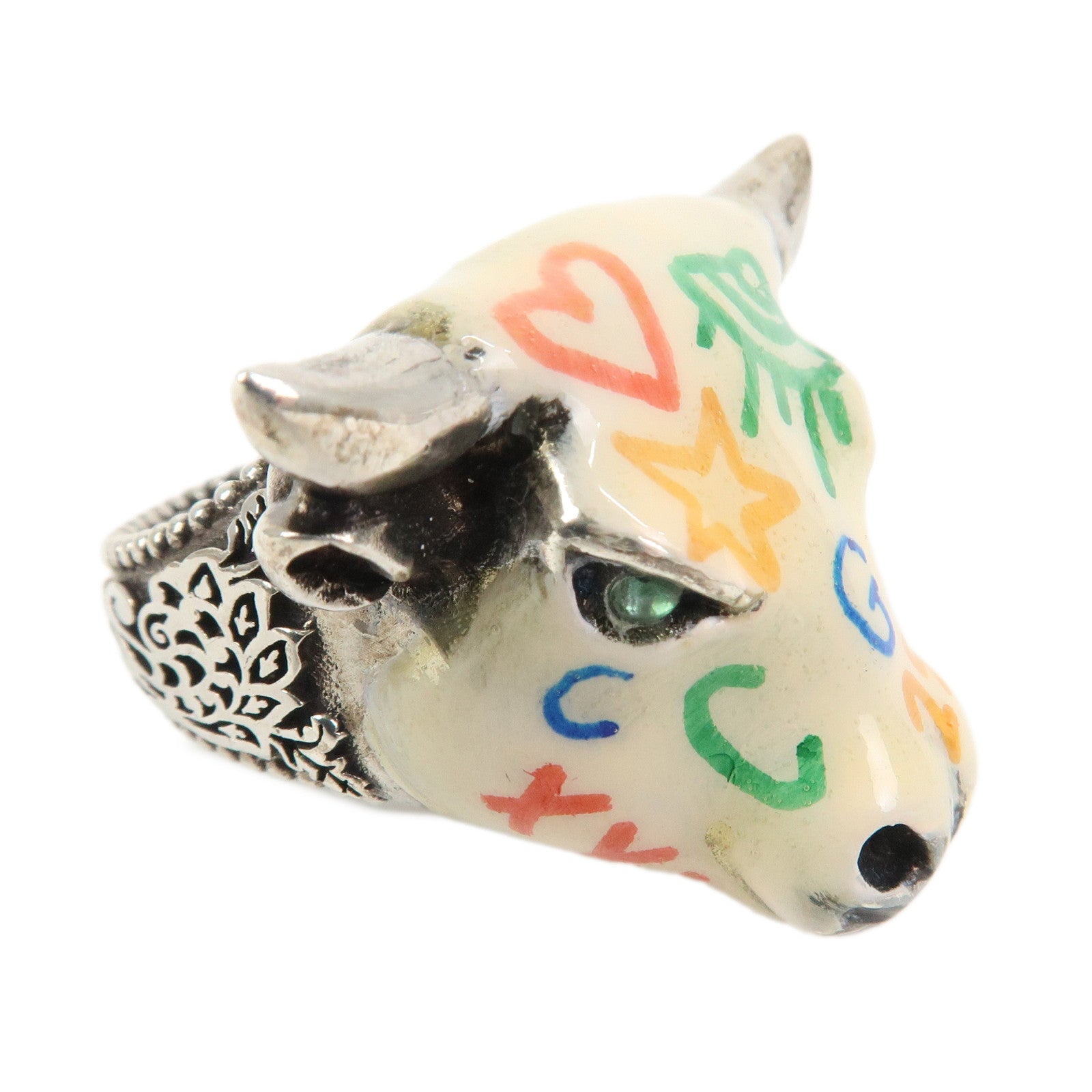 GUCCI Anger Forest Bull's Head Ring SV925 Silver #13 US6-6.5