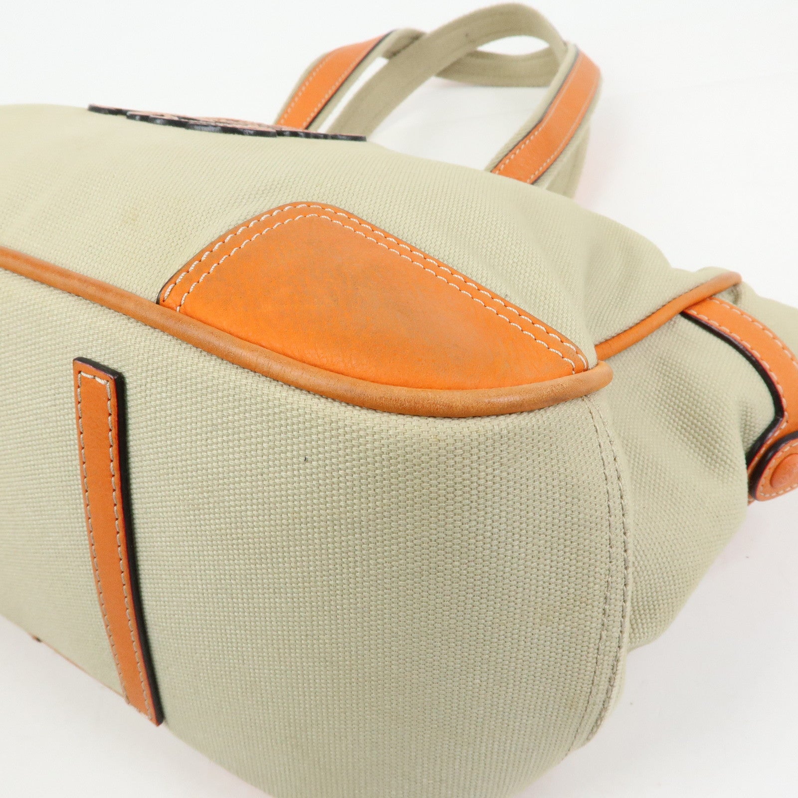 LOEWE Missy Canvas Leather 2Way Bag Tote Bag Beige Orange